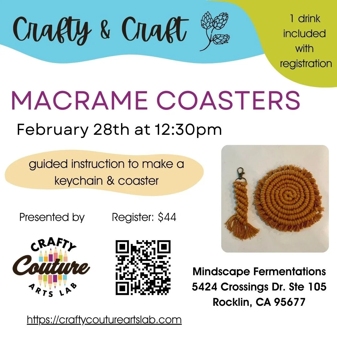 2/28 Crafty & Craft Brew: Macrame Coaster & Keychain at Mindscape Fermentations