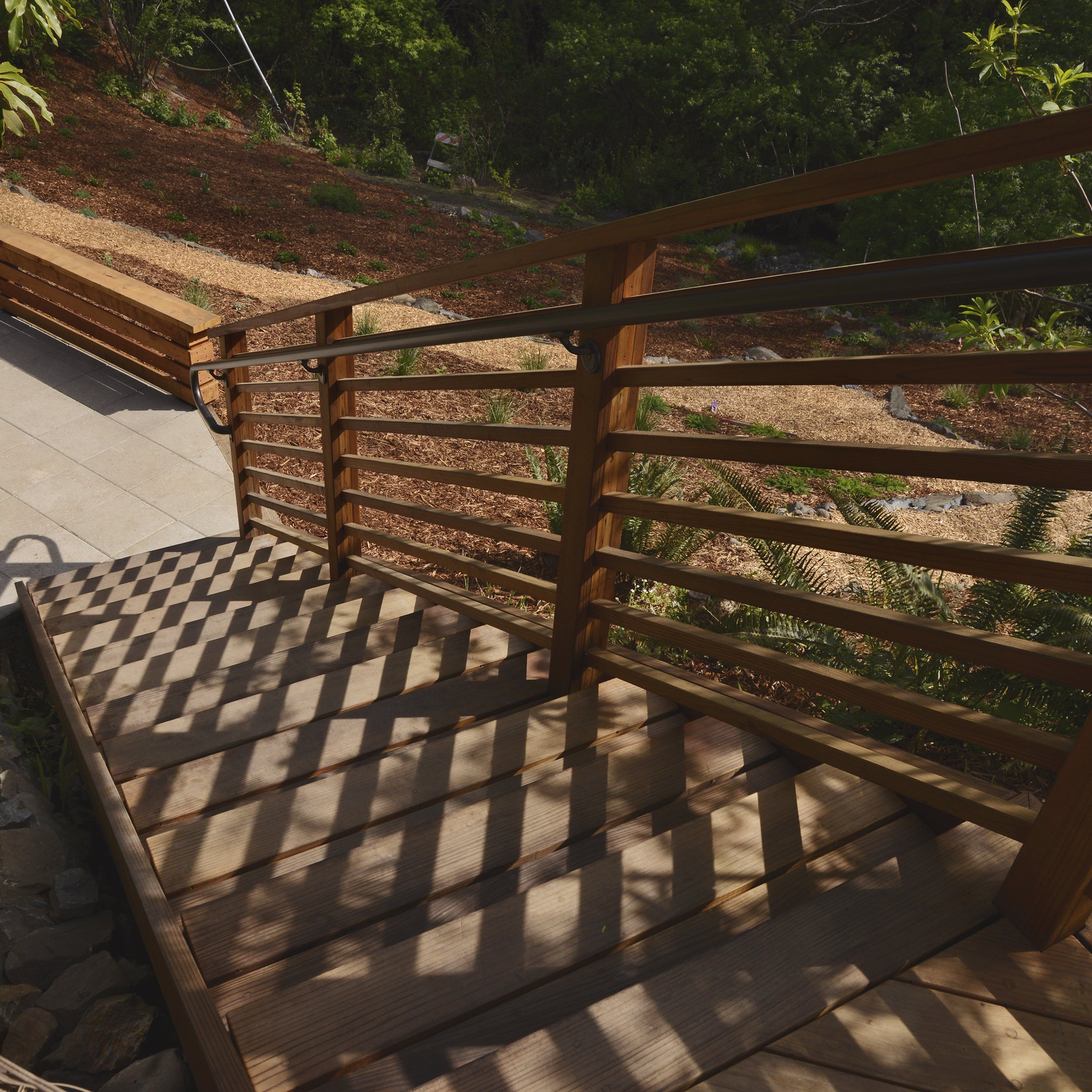 Stairs from back deck, March 2022, Westhaven, CA