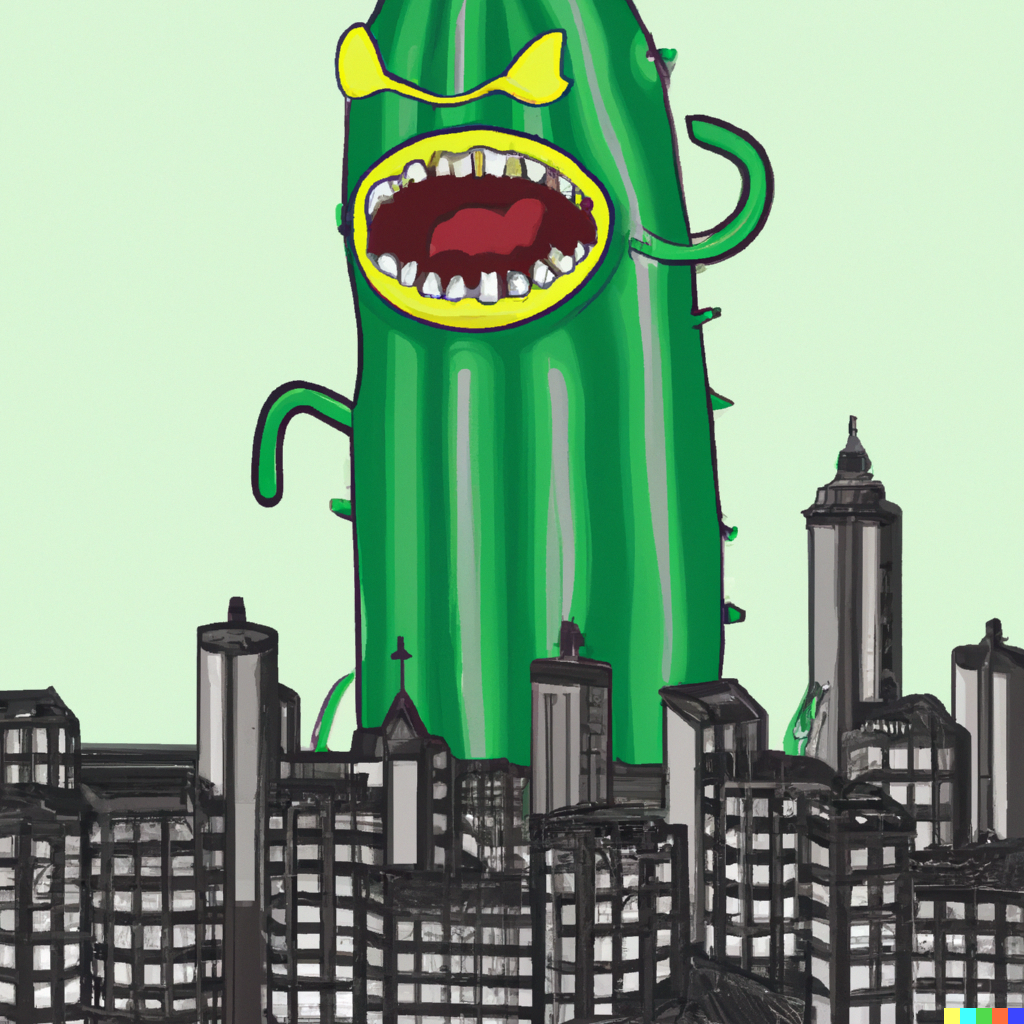 DALL·E 2022-10-19 13.04.33 - Giant pickle monster attacking a city.png