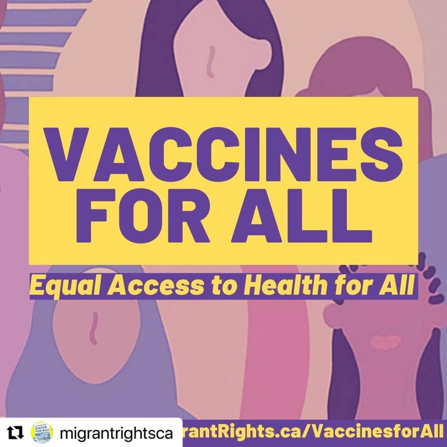 #Repost @migrantrightsca with @make_repost

Join ICA in supporting migrant relatives! Access to the COVID vaccine should be available to all, regardless of immigration status. 

・・・
COVID-19 has affected absolutely everyone, but not all of us are ass