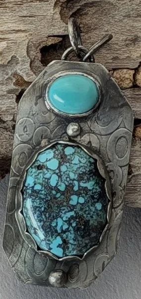 #3 Double cabochon vintage turquoise pendant