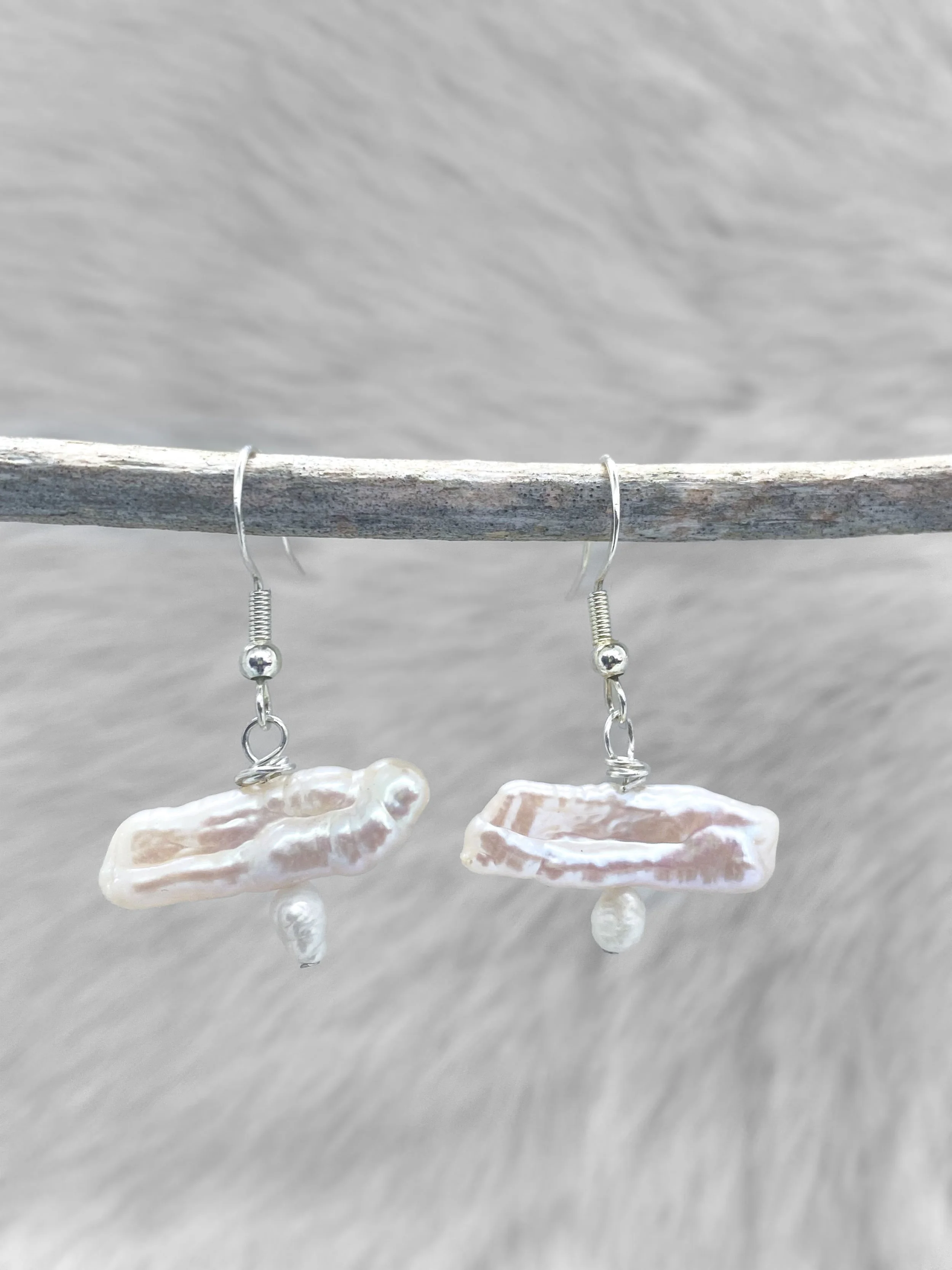 Freshwater Pearly Pink Crystal Drop Earrings