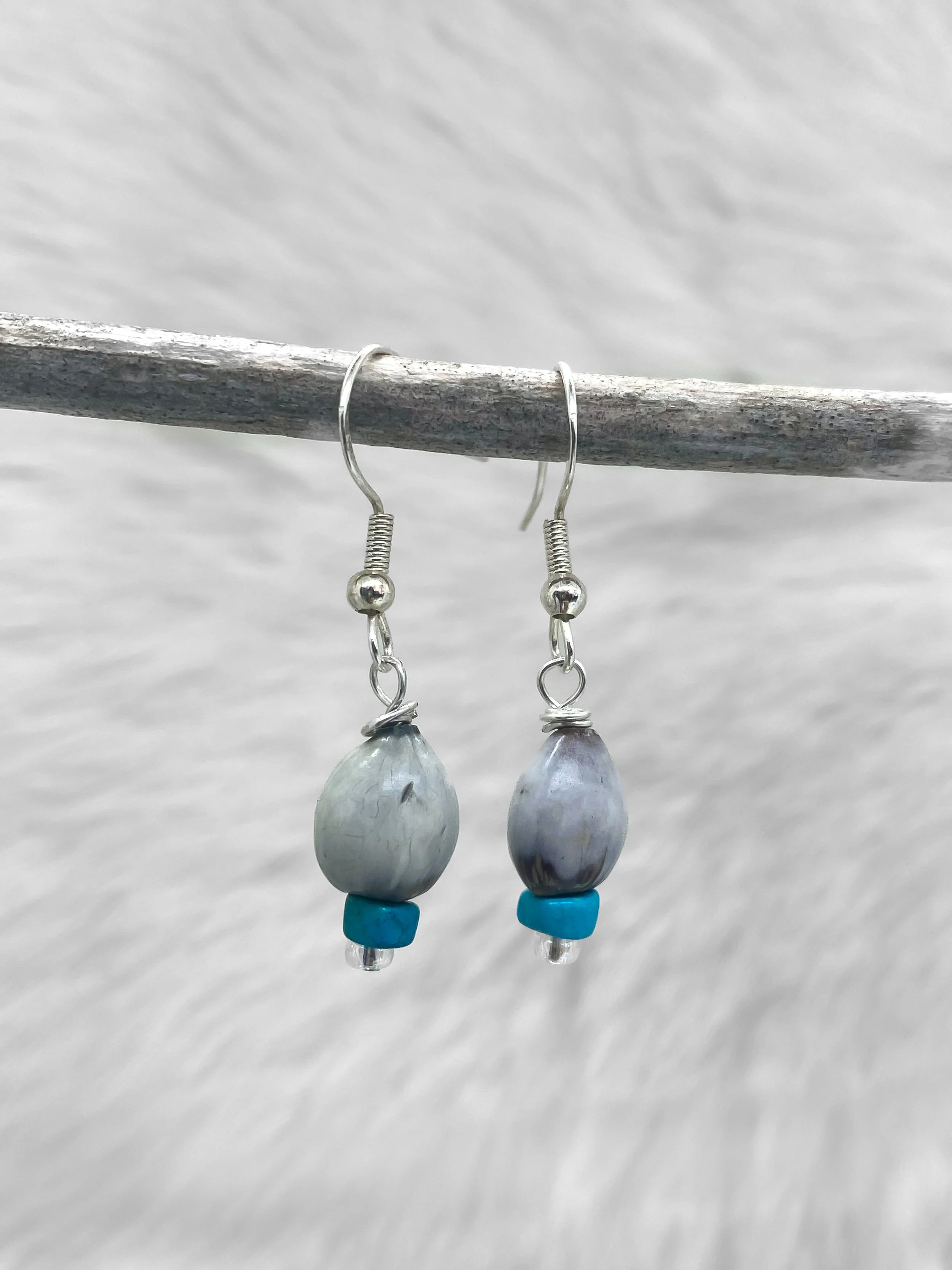 Job’s Tear Turquoise Crystal Drop Earrings
