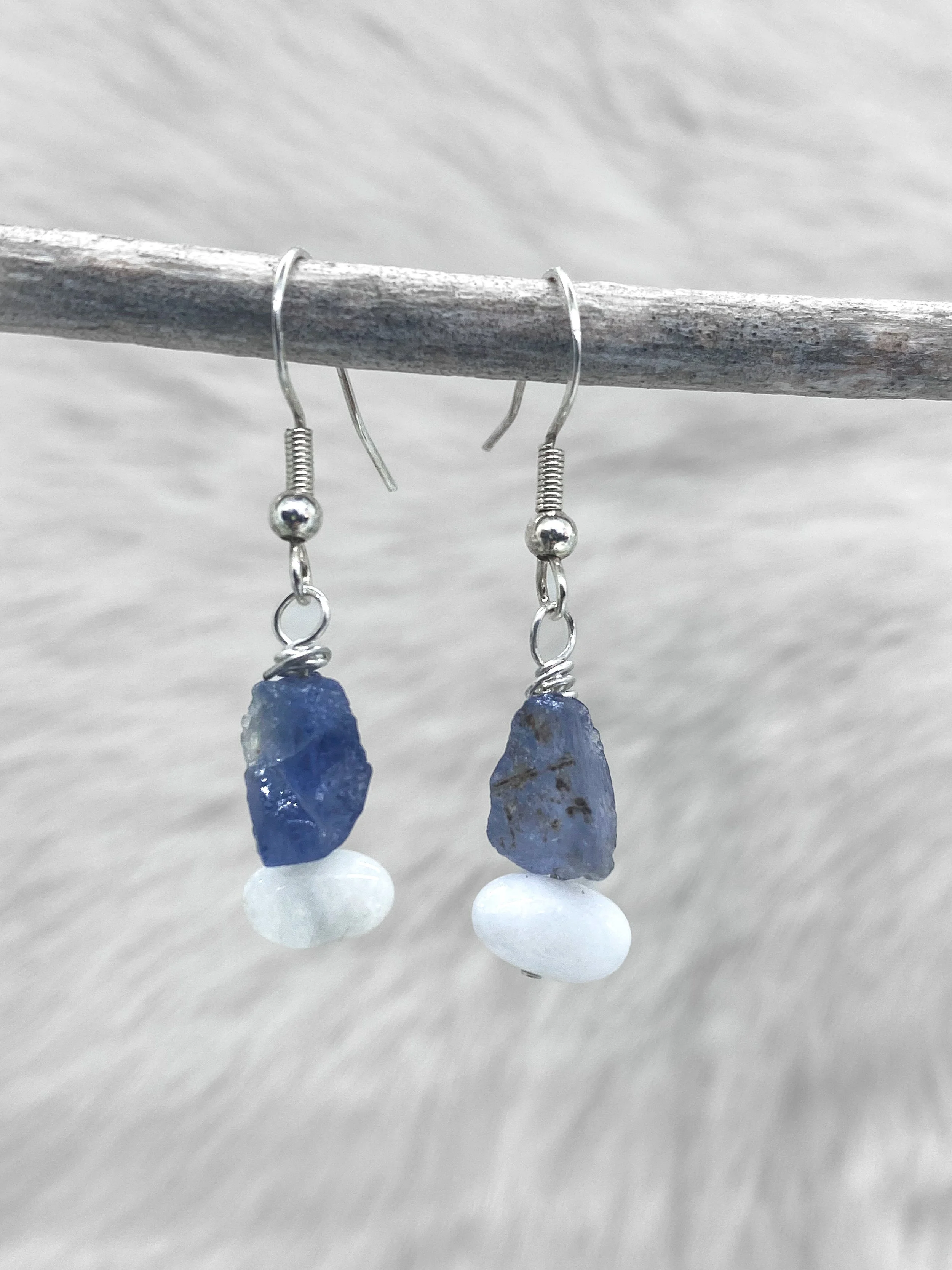 Kyanite Moon Crystal Drop Earrings