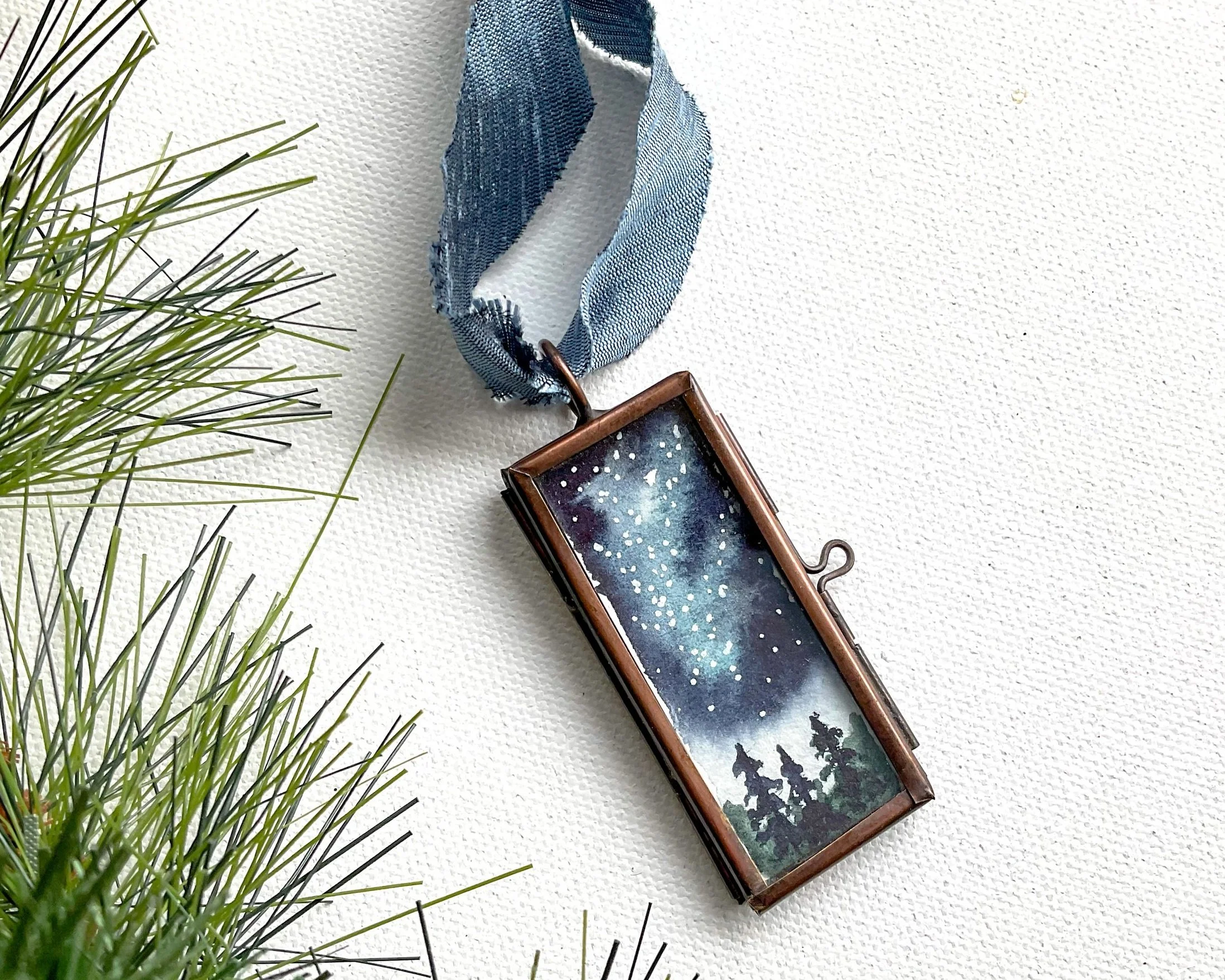 Northern Aurora Ornament -  Original Watercolor Painting