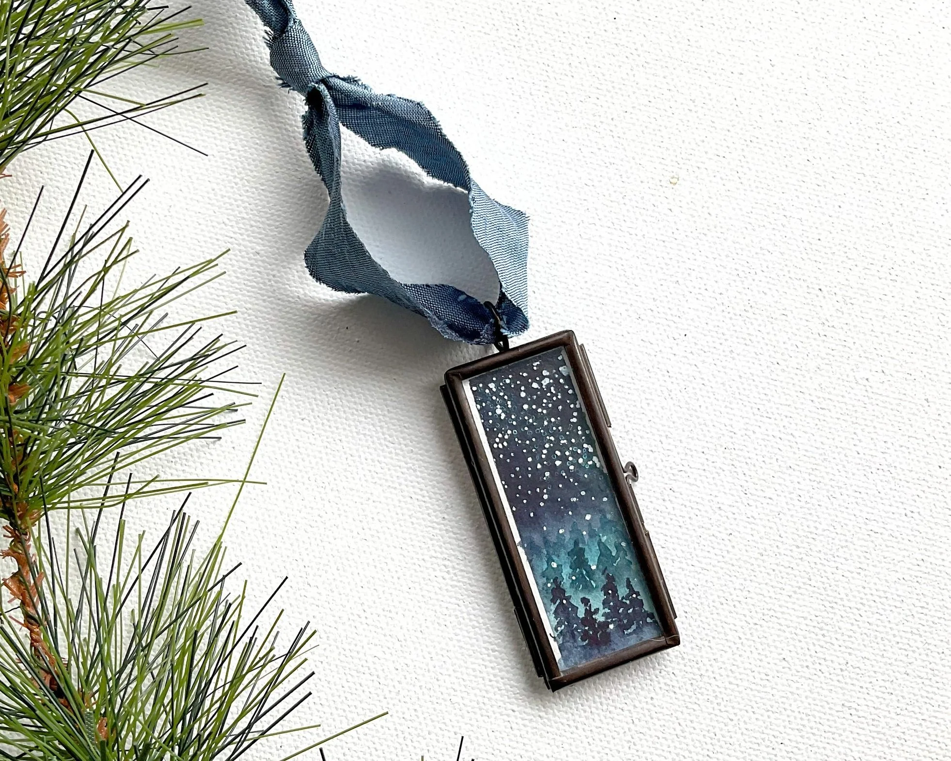 Midnight Blizzard Mini Ornament - Original Watercolor Painting