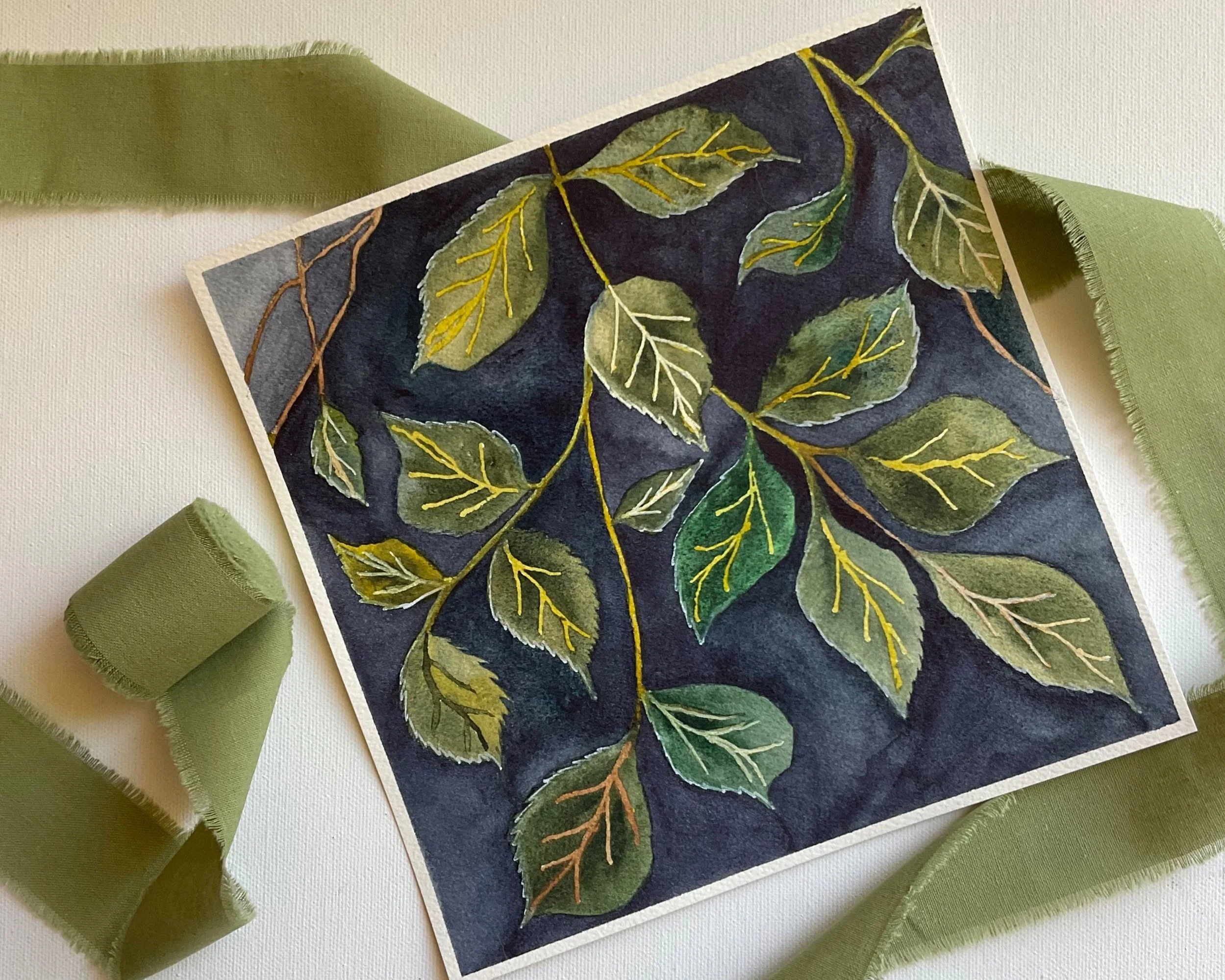 Rose Leaves Plein Air - An Original Watercolor Painting