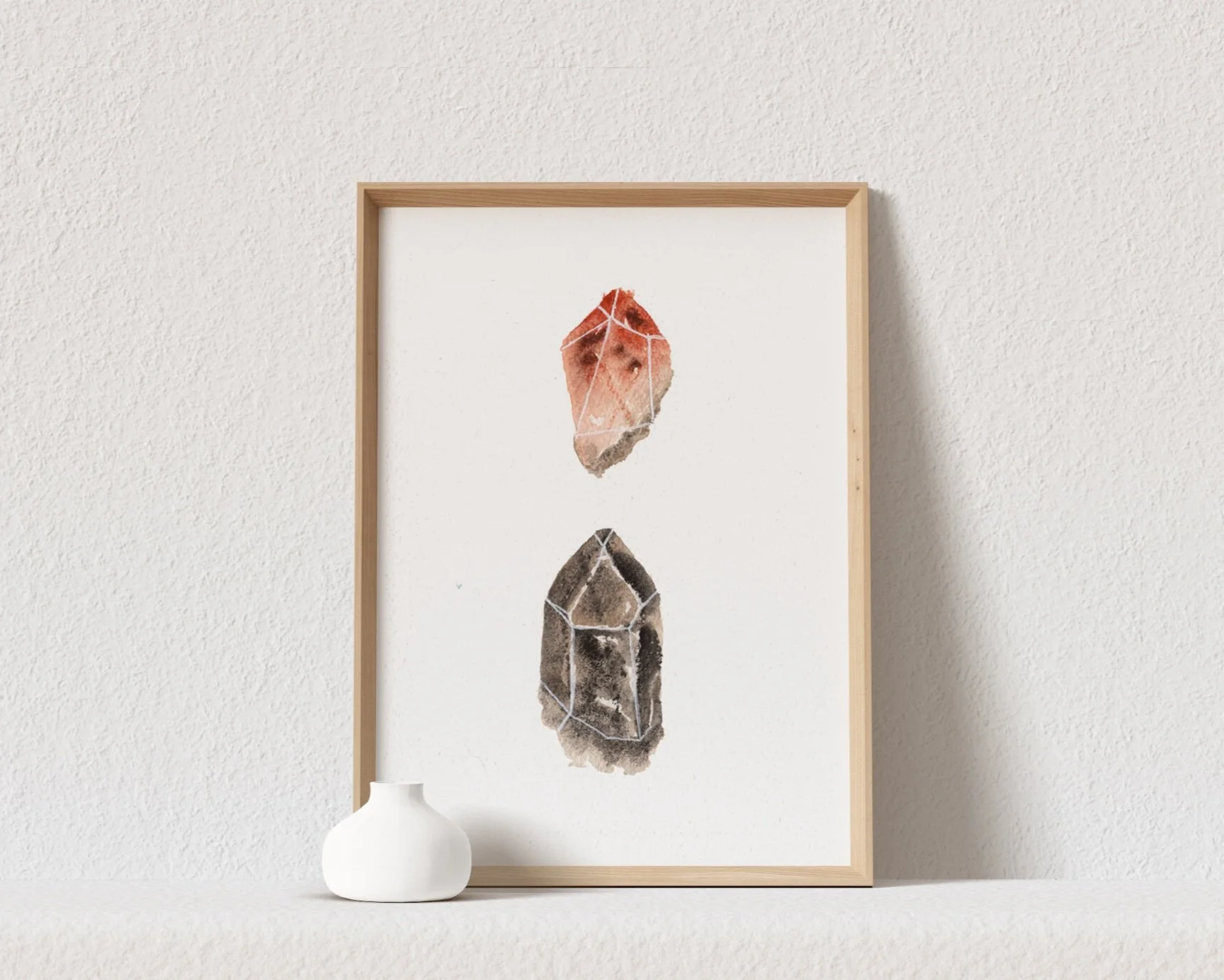 Citrine and Smoke - Original Watercolor Crystals Painting