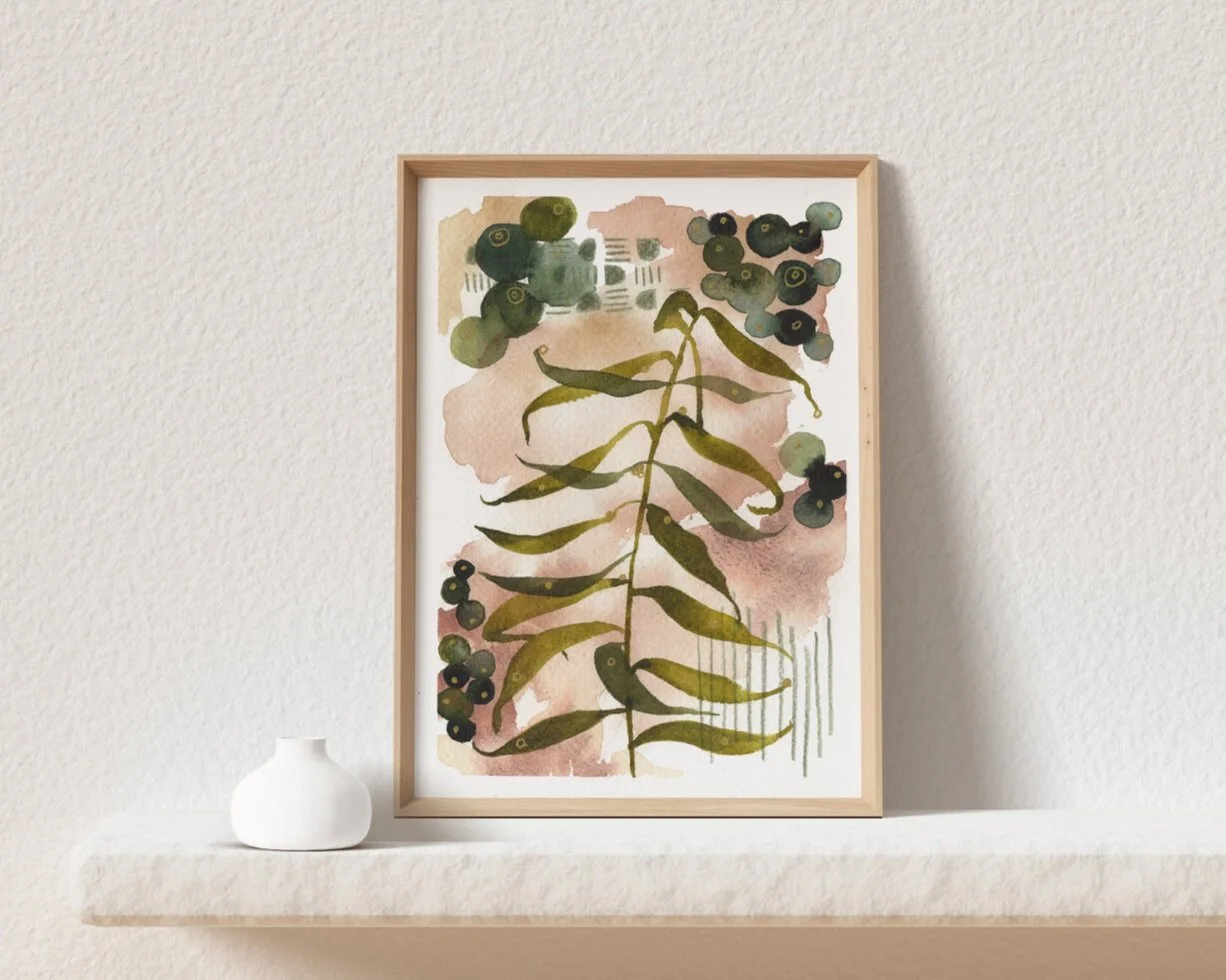 Golden Green Fields - An Original 5x7 Botanical Painting