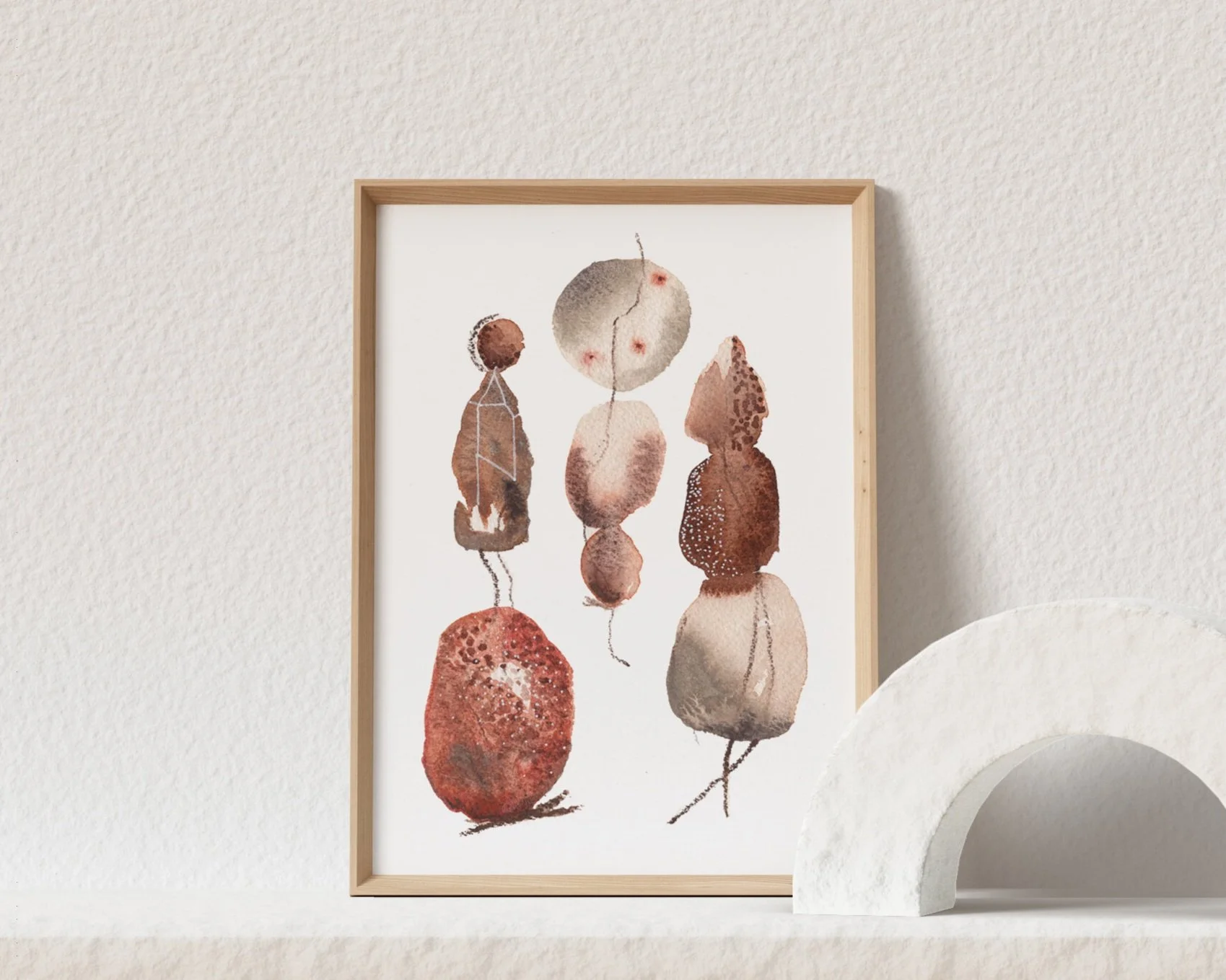 Sticks and Stones - An Original 5x7 Abstract Rock Painting