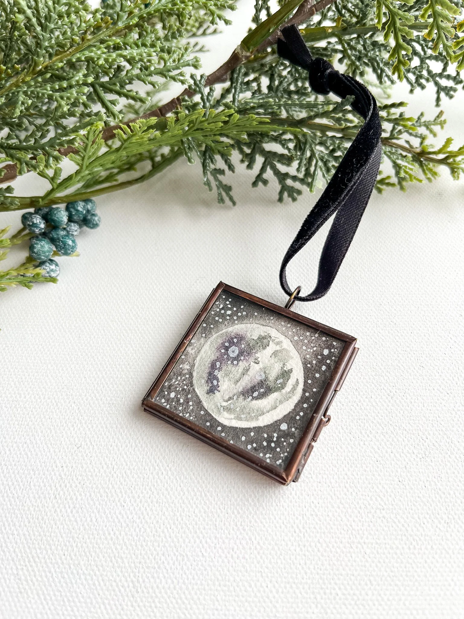 Under the Full Moon - A Hand Painted Watercolor Ornament