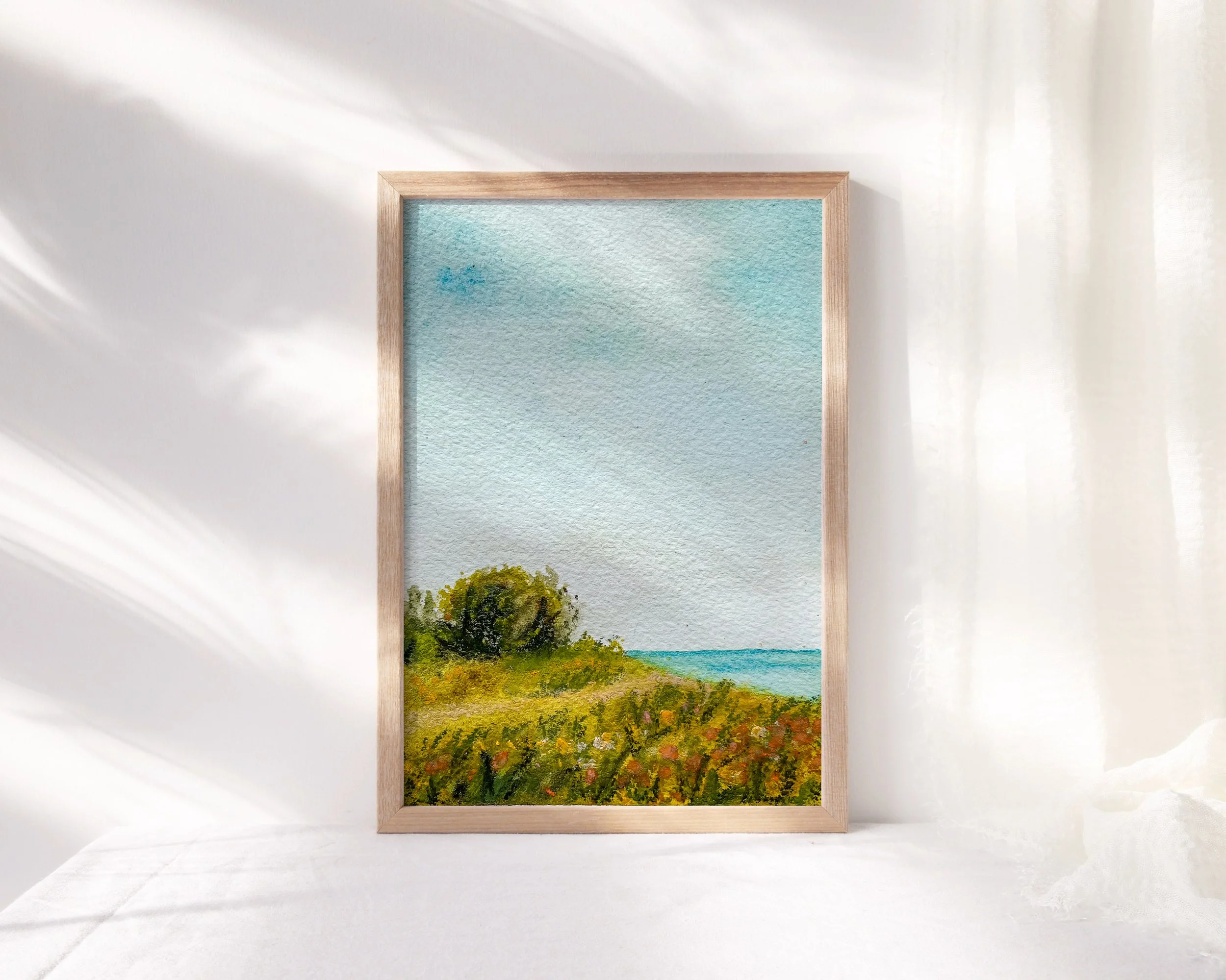 Beach Town - An Expressive Coastal Landscape Painting in Mixed Media