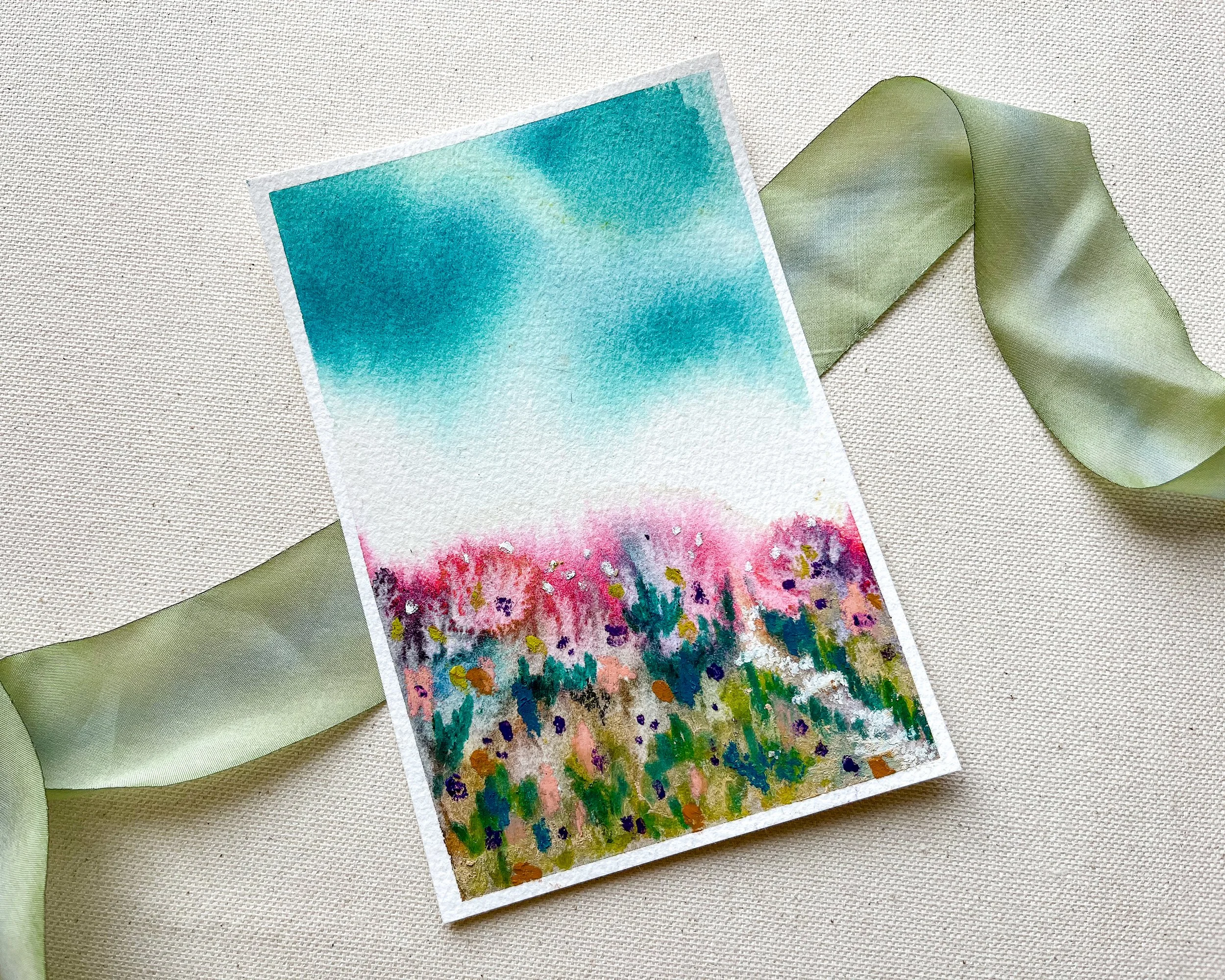 unframed mixed media abstract floral mini painting