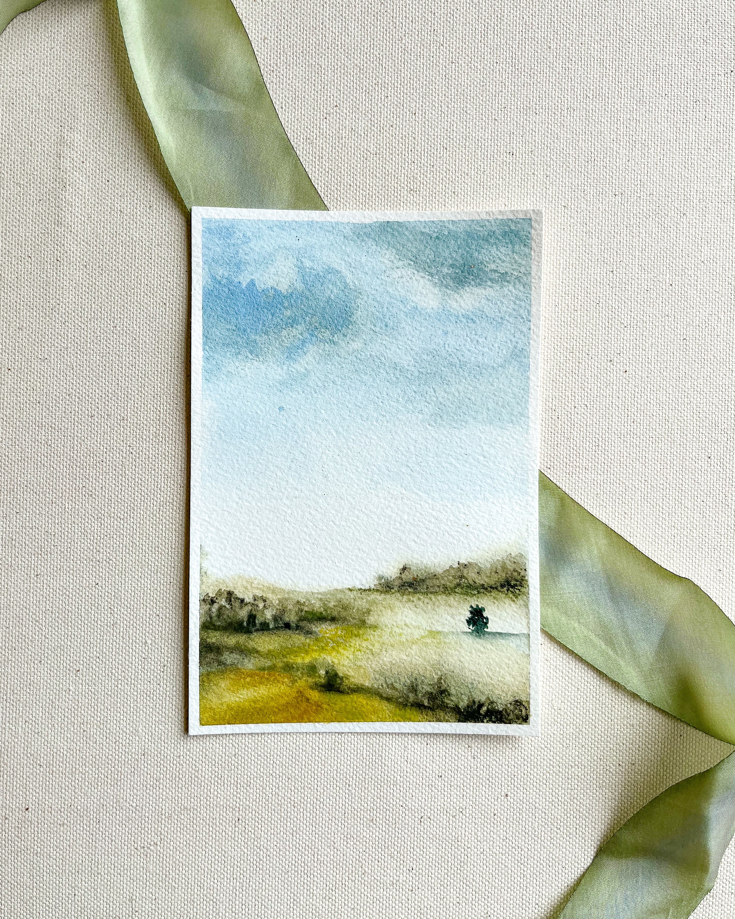Full view of 4" x 6" watercolor landscape painting