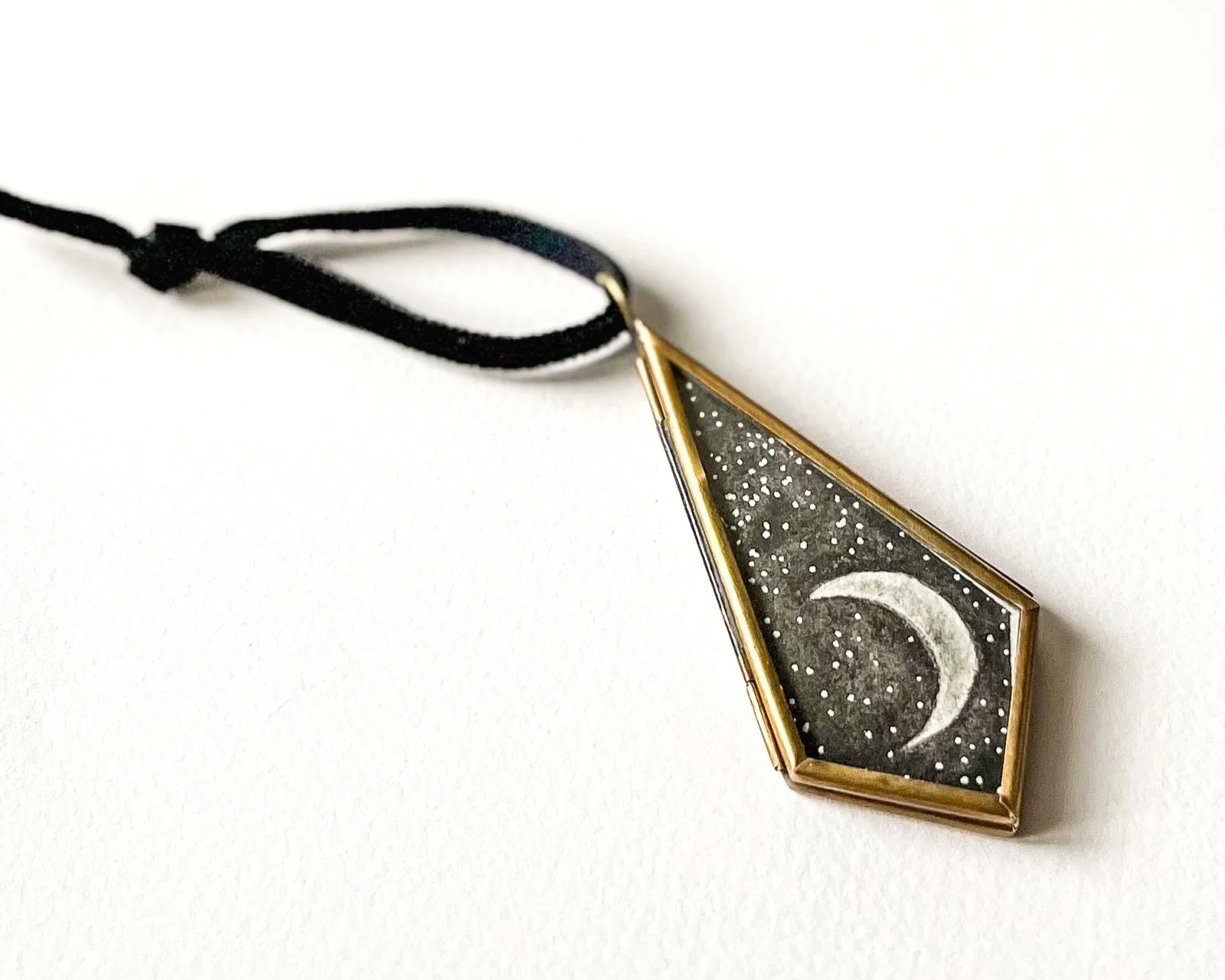 Crescent Moon Teardrop Ornament - Original Watercolor Painting