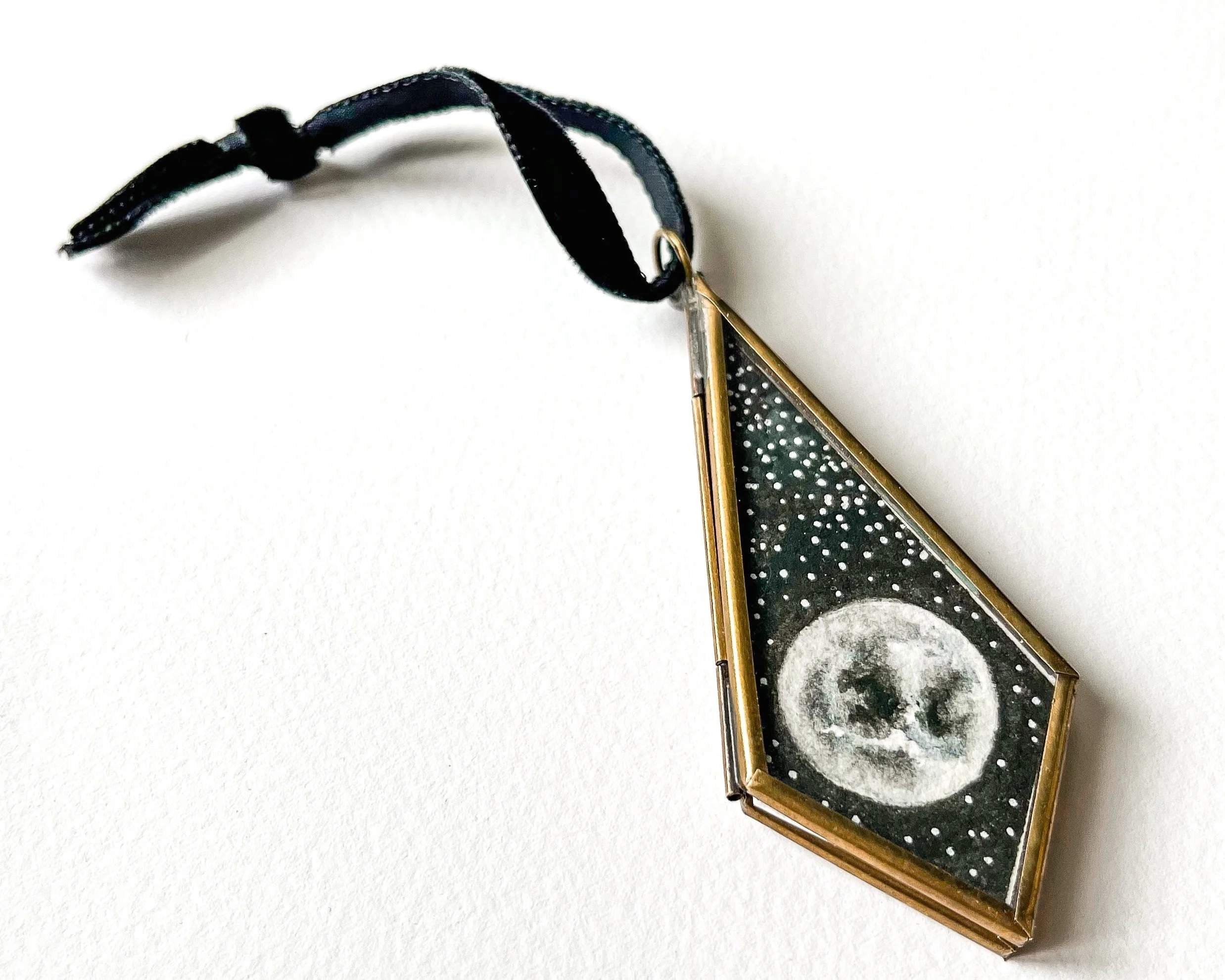 Full Moon Teardrop Ornament - Original Watercolor Painting