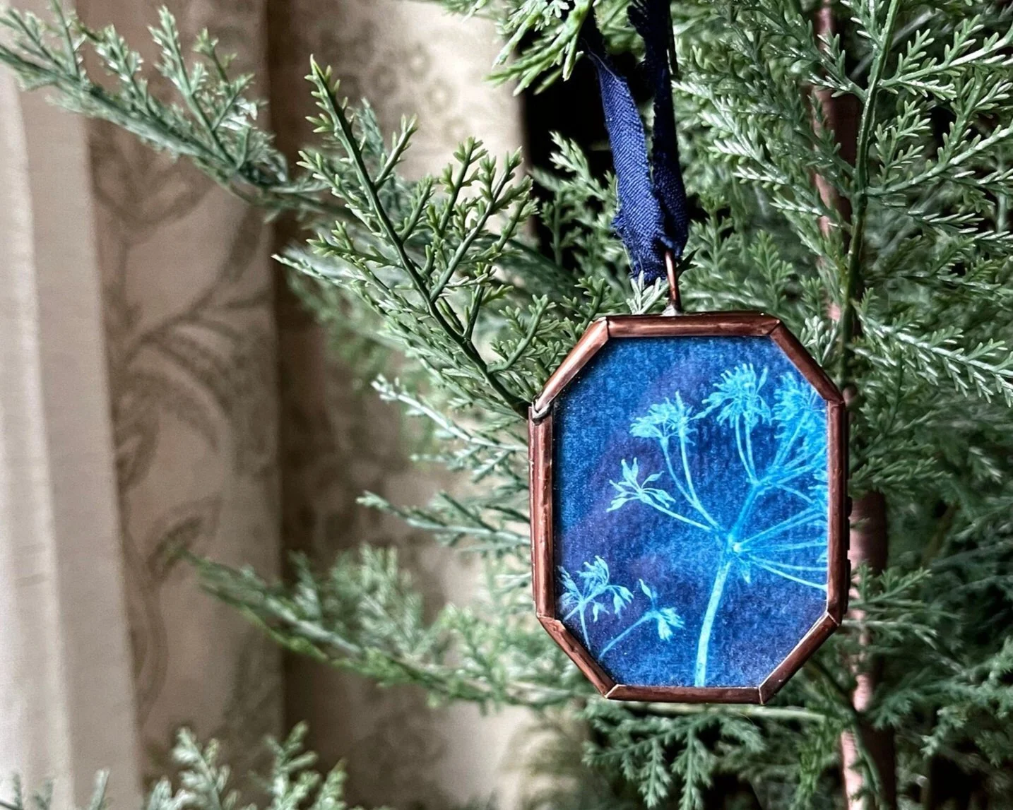 Wildflower Cyanotype Ornament - Mini Framed Botanical Sun Print