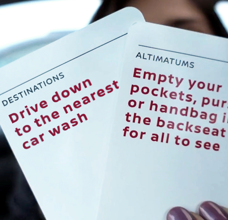 Nissan Altima Altimatums card game campaign. Creative direction by Lauren Rogers at Witness.