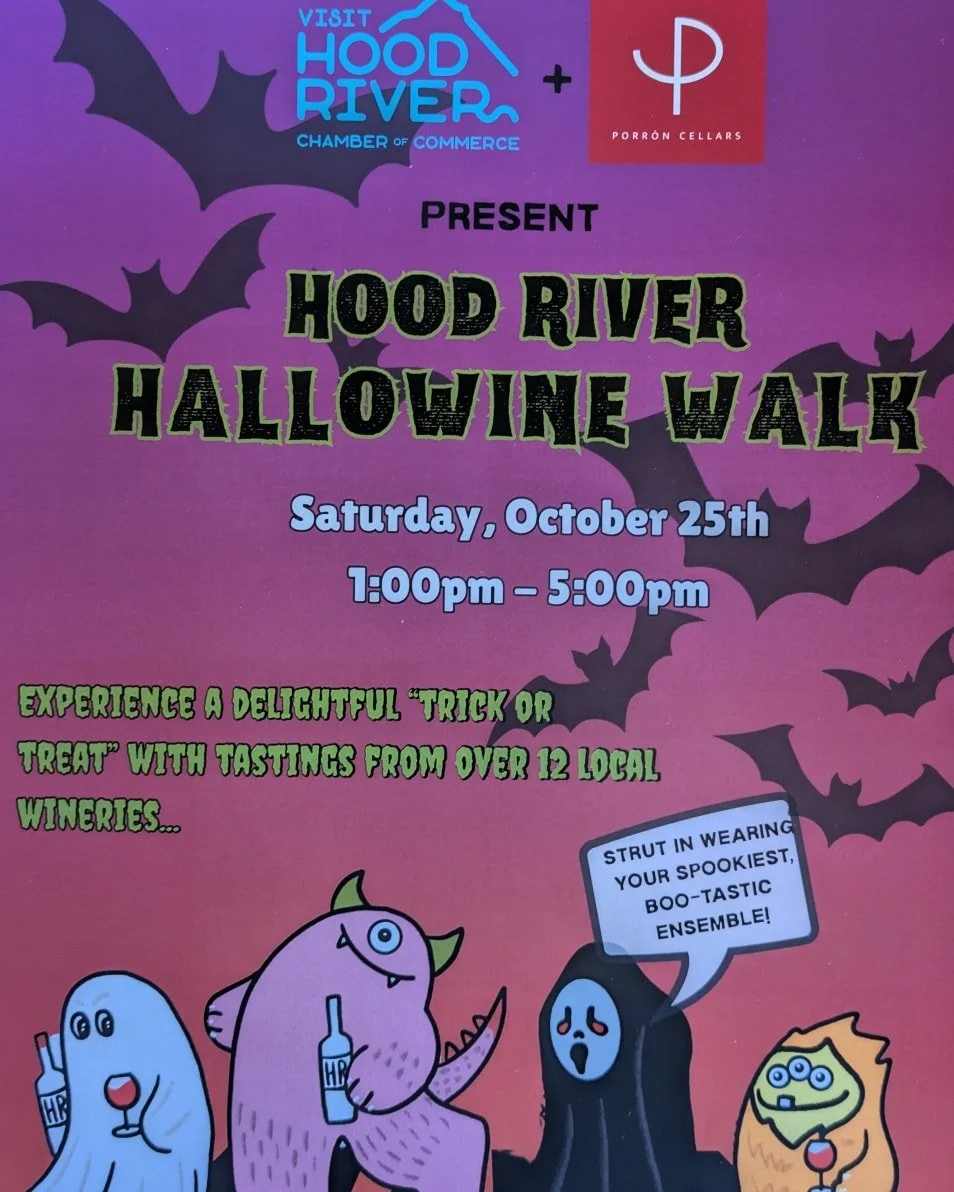 Join us for the Hood River HalloWine Walk October 25, 1-5pm. https://visithoodriver.com/event/2025hallowinewalk/ 

#gorgewine #winecountry #wine #visithoodriver #porroncellars