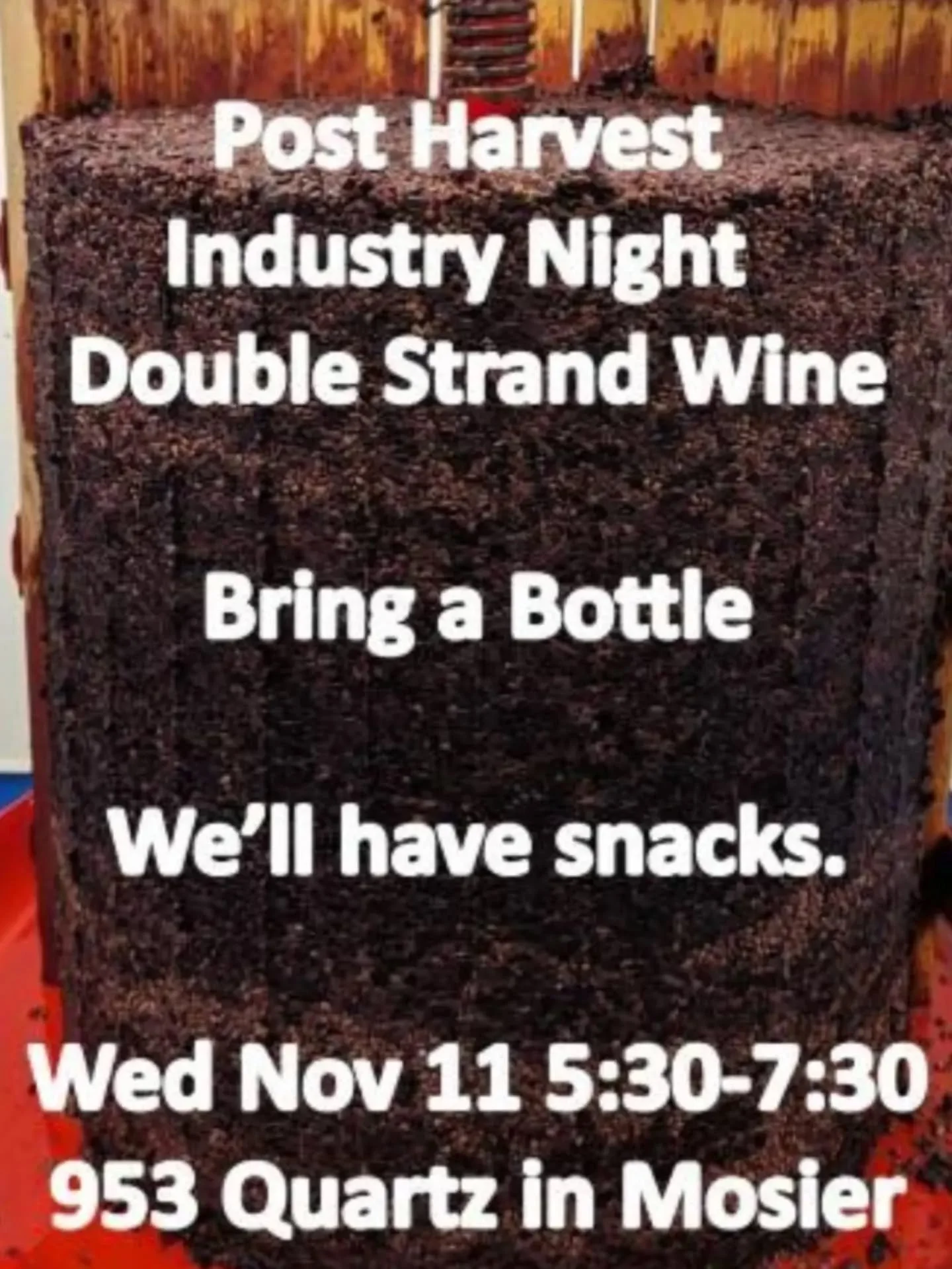Hey Gorge Wine Friends! With harvest and everything, it's been too long since we had a gathering. Come on by Double Strand Wine for snacks and some wine to celebrate the 2026 vintage. Cheers!