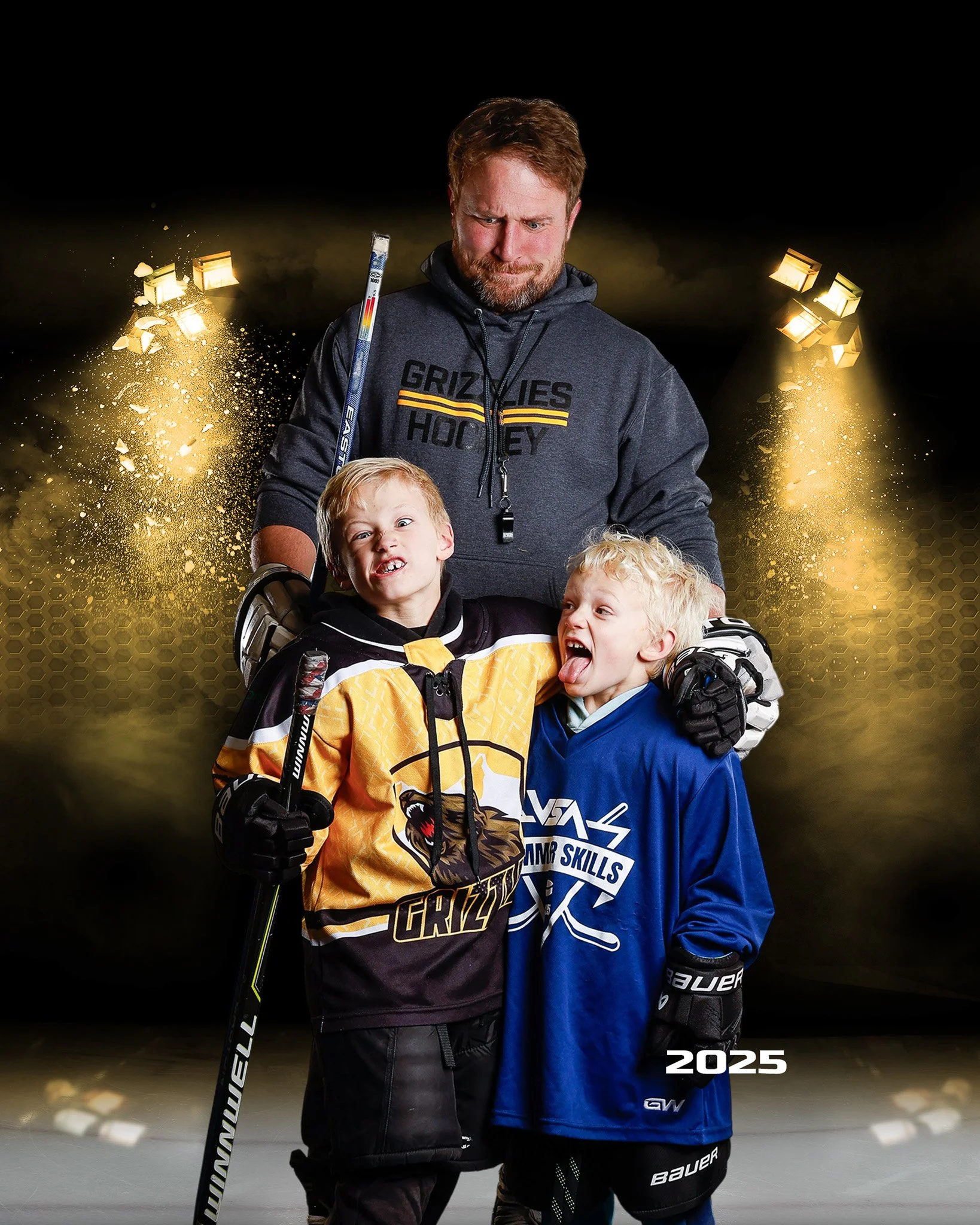 Youth hockey coach and kid picture in Rice Lake, WI.