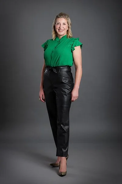 Express yourself with some awesome leather pants and heels.  Rock your beauty portrait session with style.