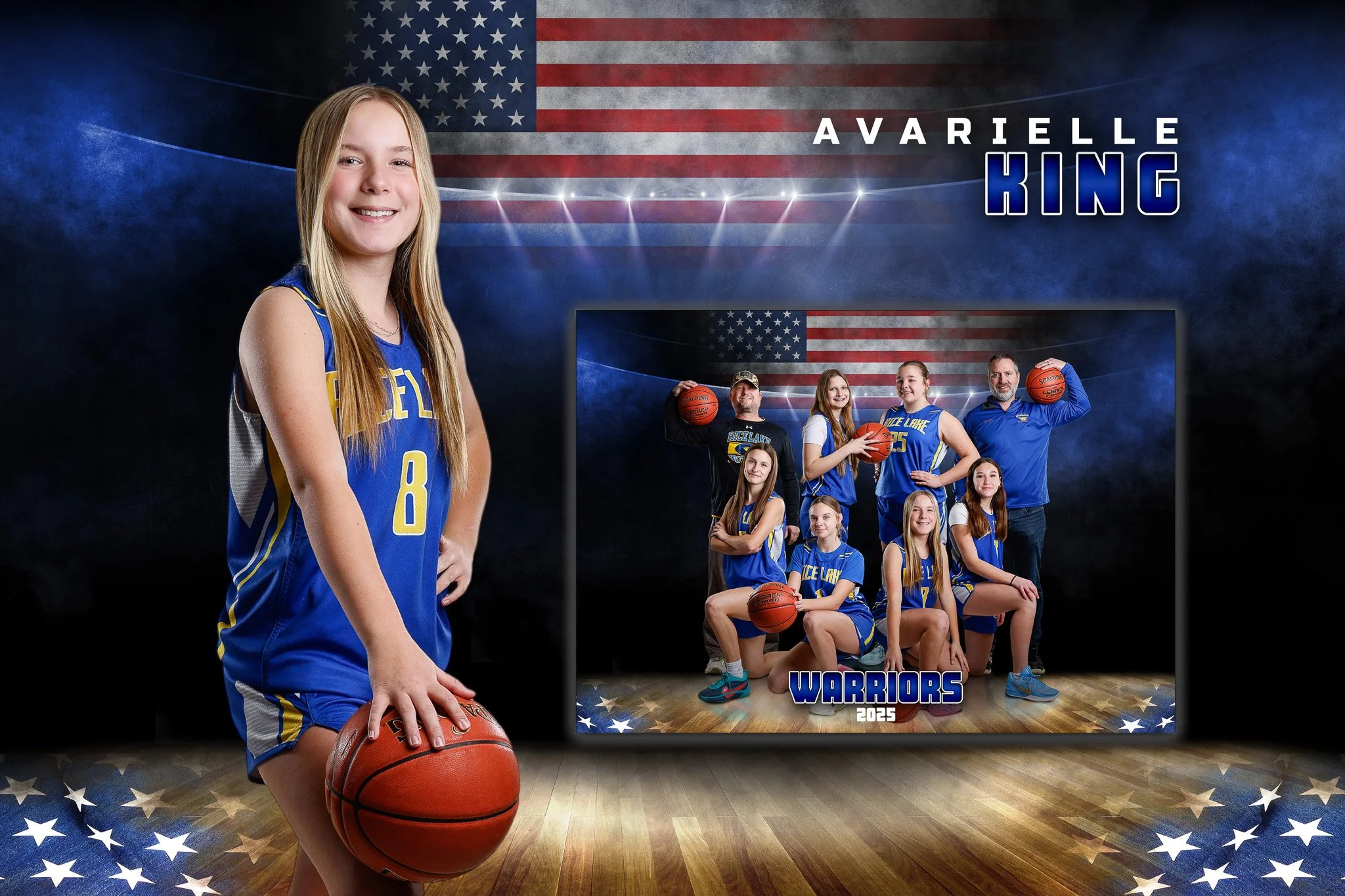 Youth basketball team pictures, Rice Lake, WI by Seasons Photography.