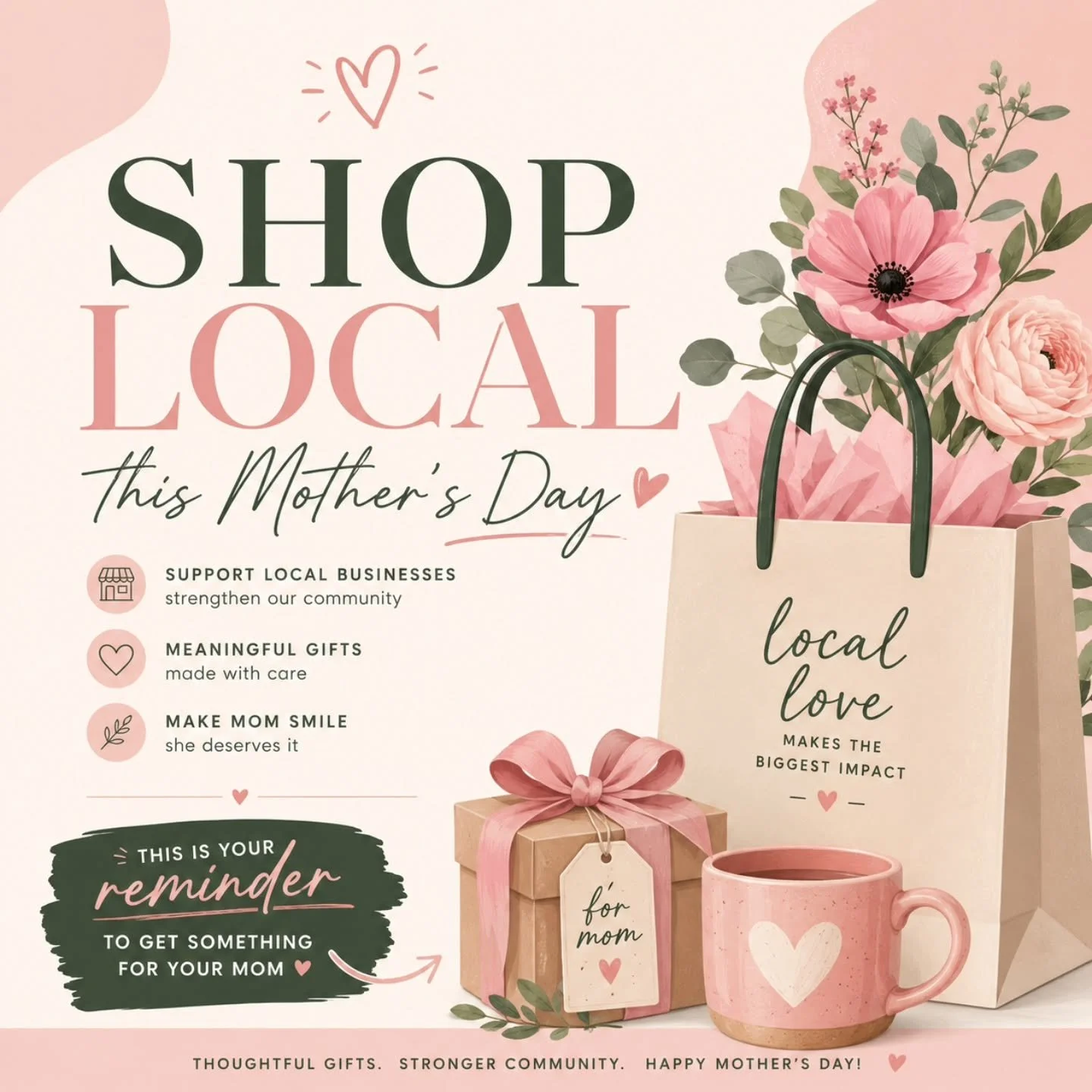 Reminder: Mother&rsquo;s Day is this Sunday.
Translation: you still have time. 😌

Skip the panic flowers at the grocery store checkout line and shop local instead. Fairfax businesses have the good stuff: thoughtful gifts, flowers, treats, self-care,