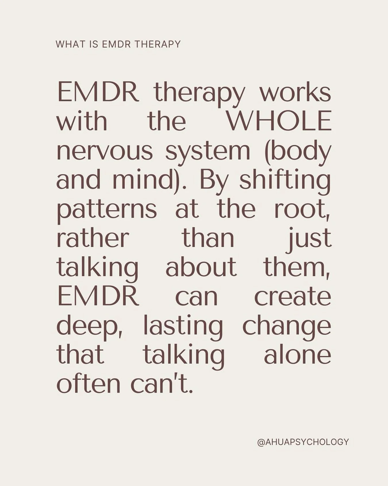 EMDR therapy is an evidence based approach that works with both the brain AND the body to process distressing or unhelpful experiences so they no longer trigger the same emotional, physical, or cognitive (thinking) disruption in the present.

While b