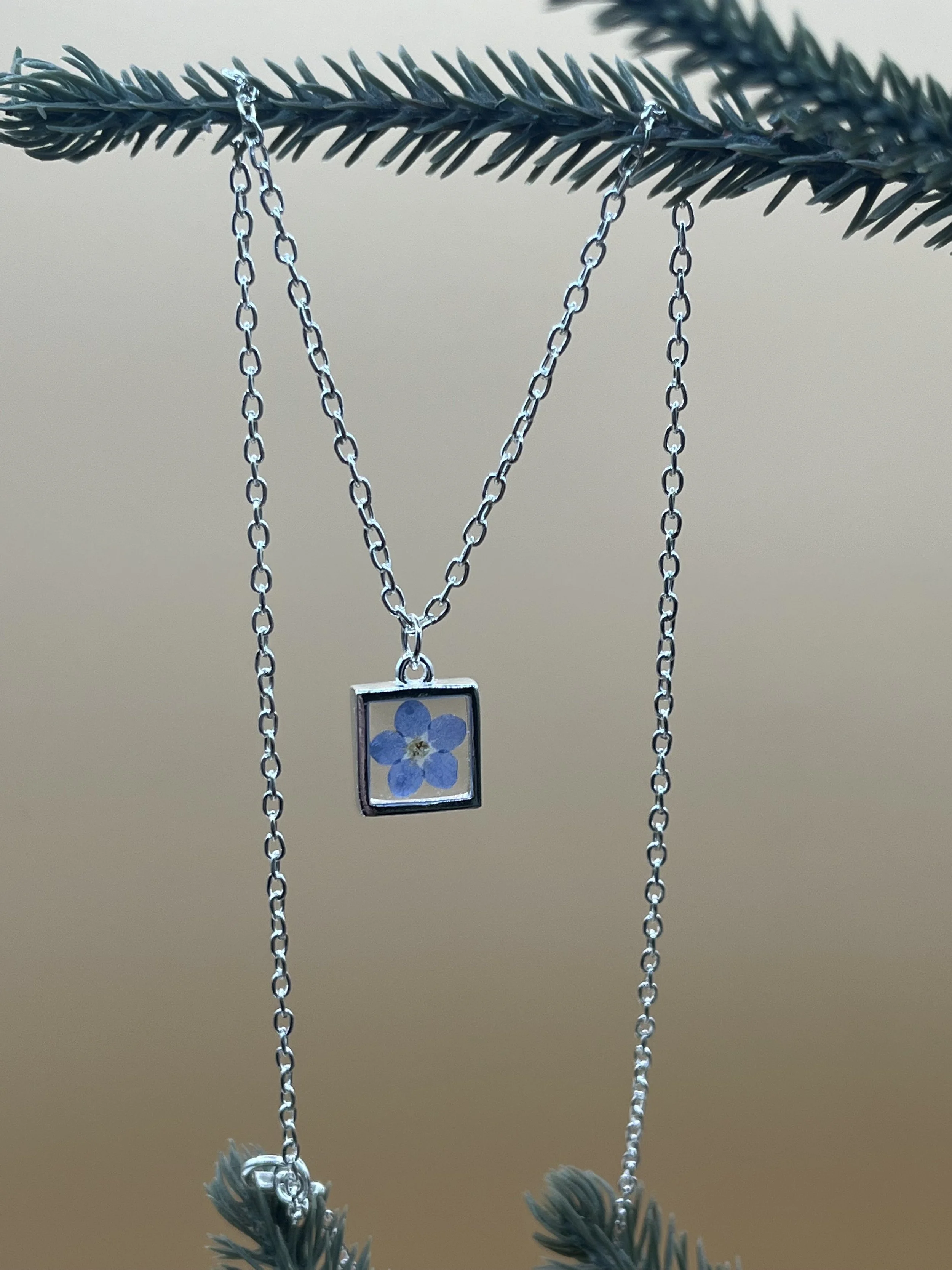 Forget-Me-Not Mini Sterling Square Necklace