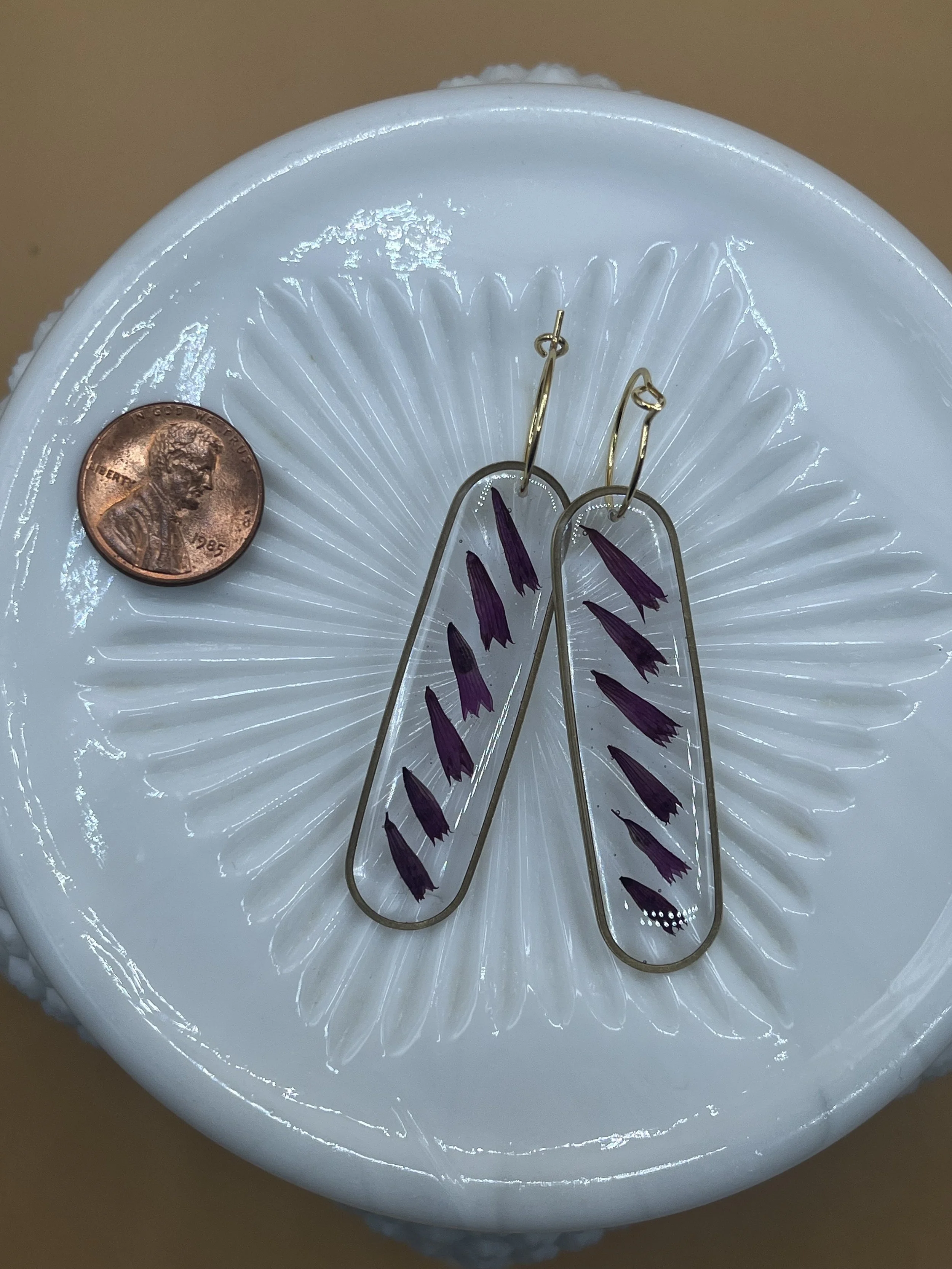 Pink Agastache, hummingbird mint, oblong brass frame