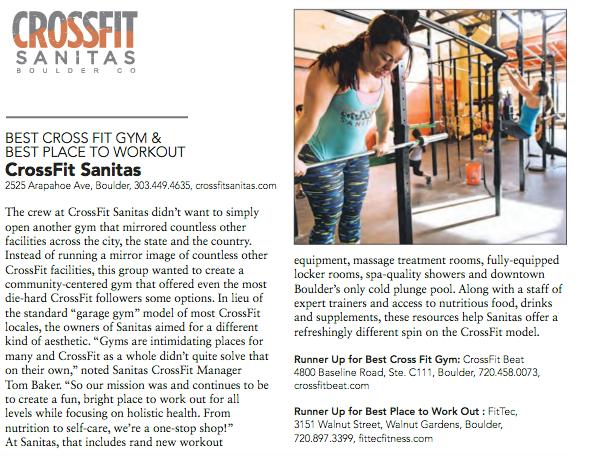 CrossFit Sanitas Voted Best CrossFit Gym & Best Place to Workout in ...
