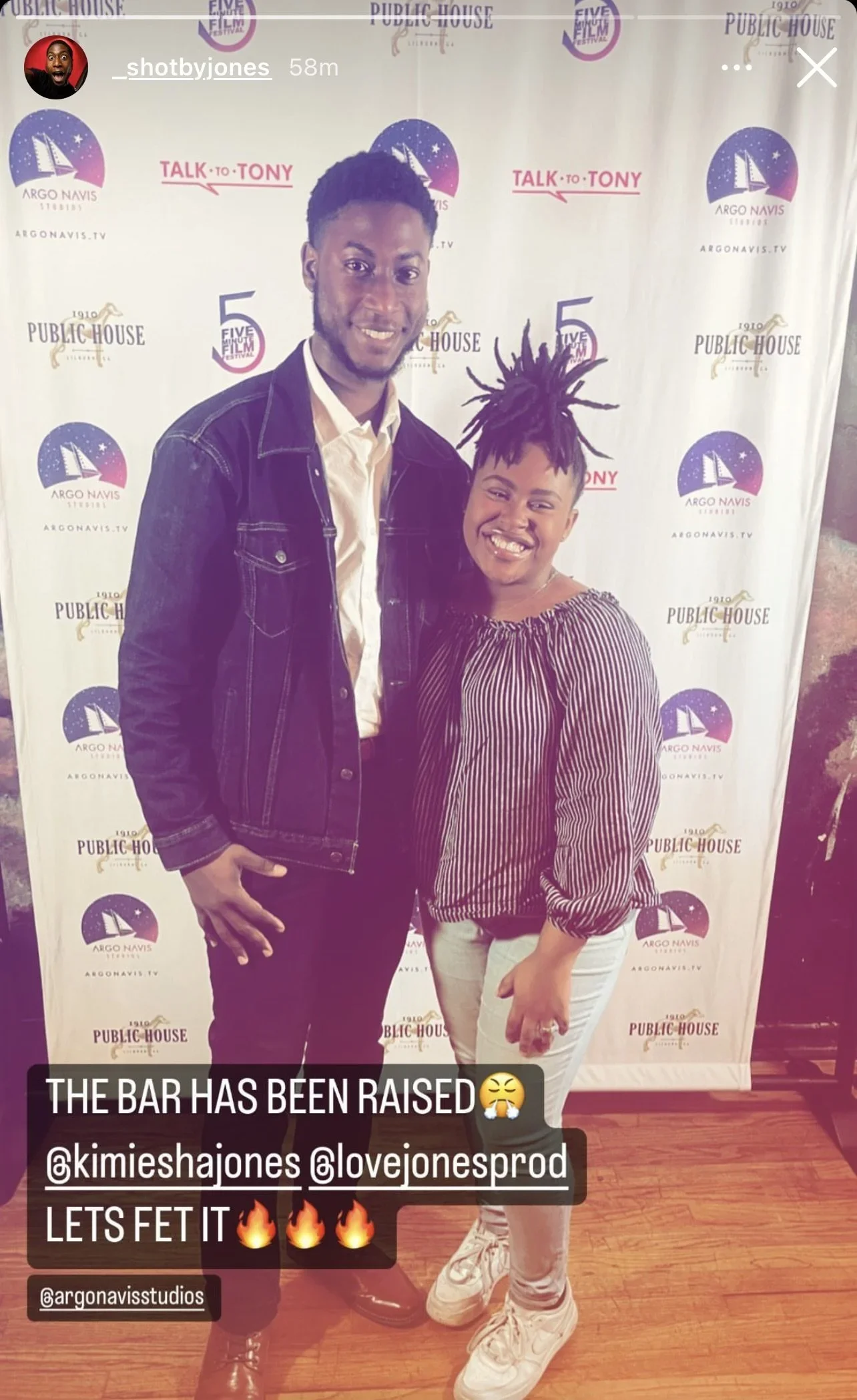 Kimiesha Jones and guest at Five Minute Film Festival 2023