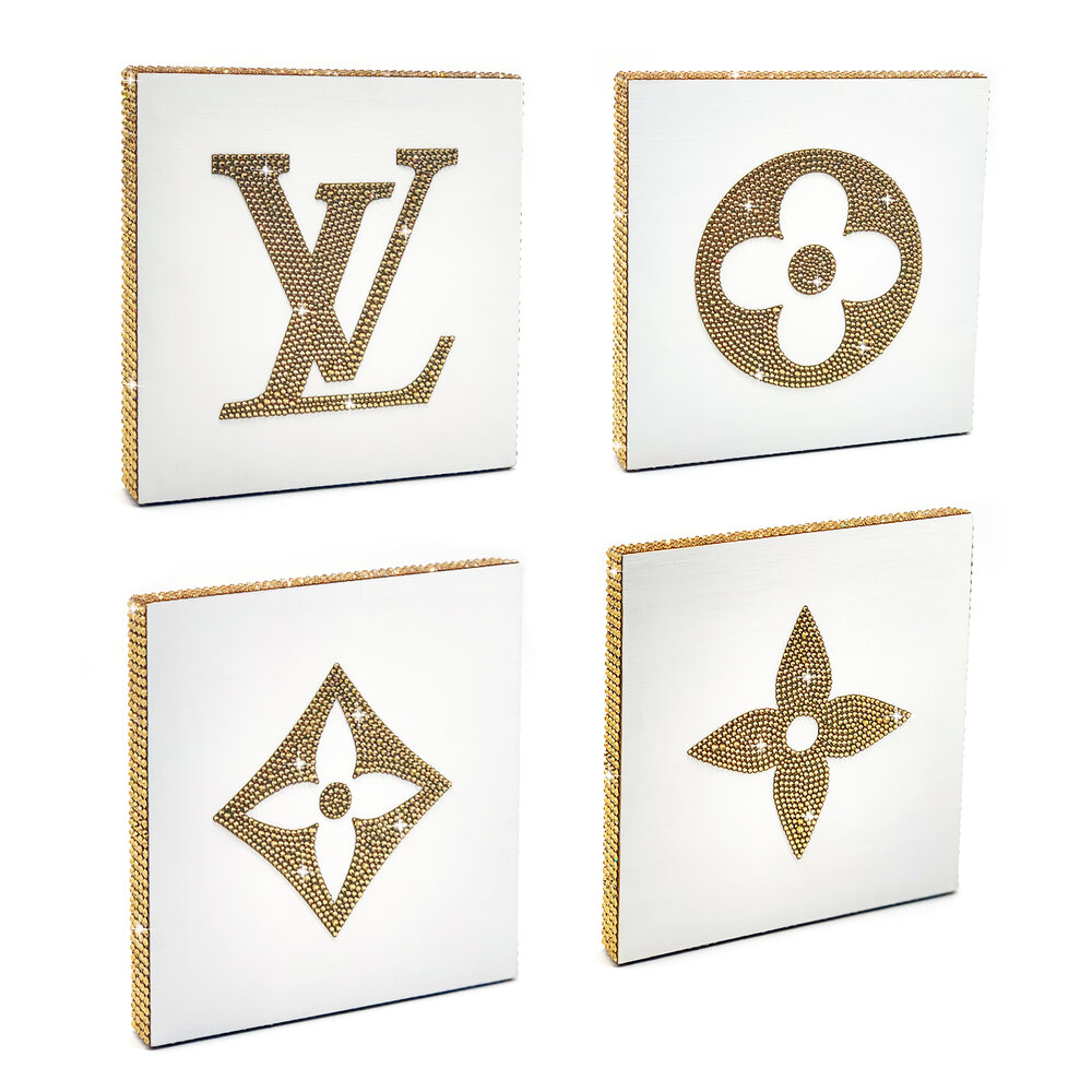 4-Piece Louis Vuitton Crystal Wall Art — Crystal Coated
