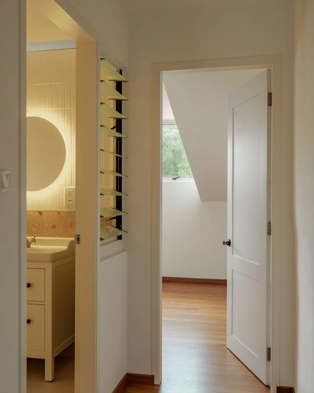 While the re-development of the Bukit Timah Shophouse was built to sell with bare units, the main functional elements were give some character in keeping with the building's heritage charm - transitional-style woodwork, terrazzo &amp; teak textures, 