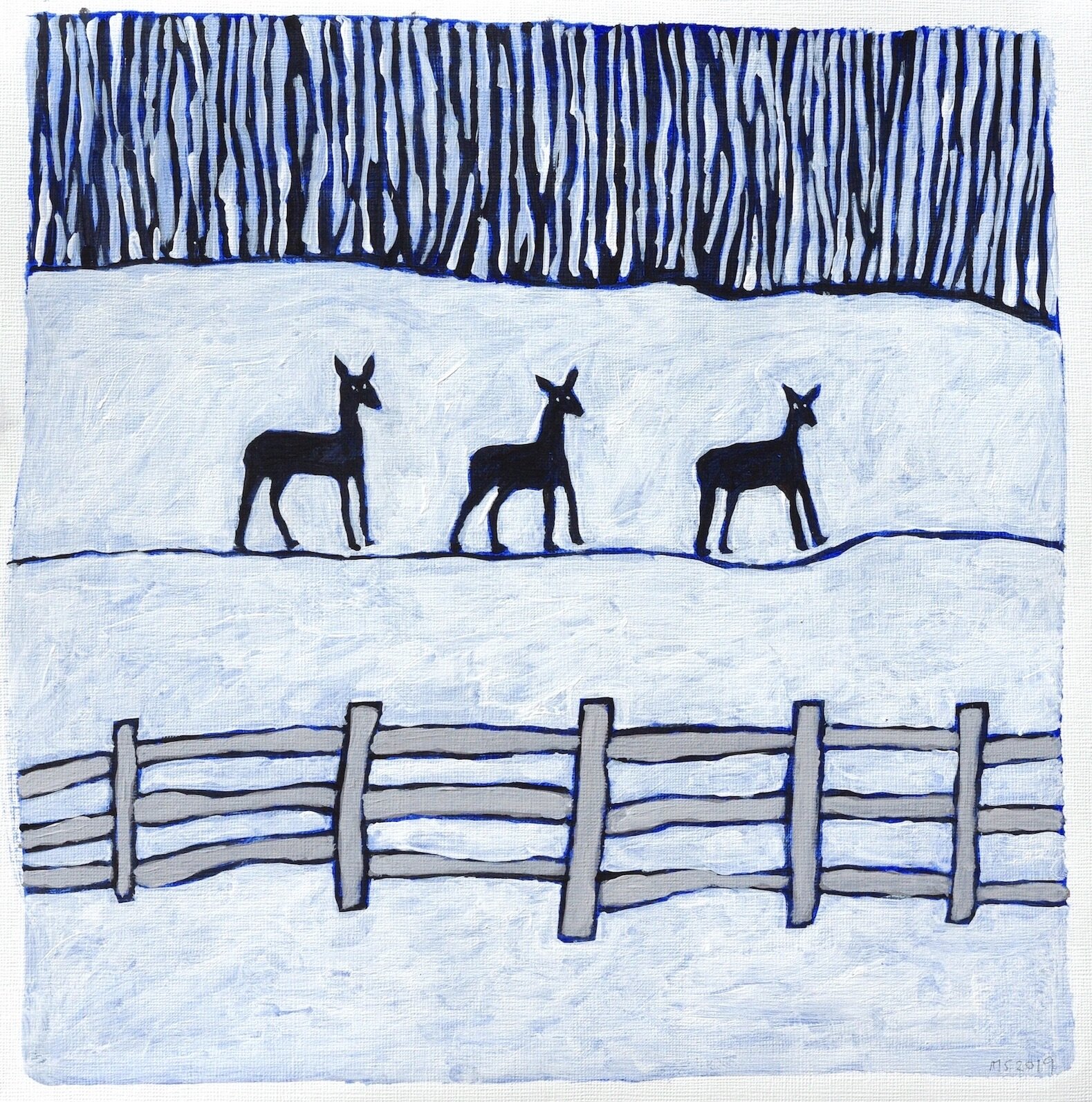The Catskills 2019 Acrylic on paper 33 x 33 cm
