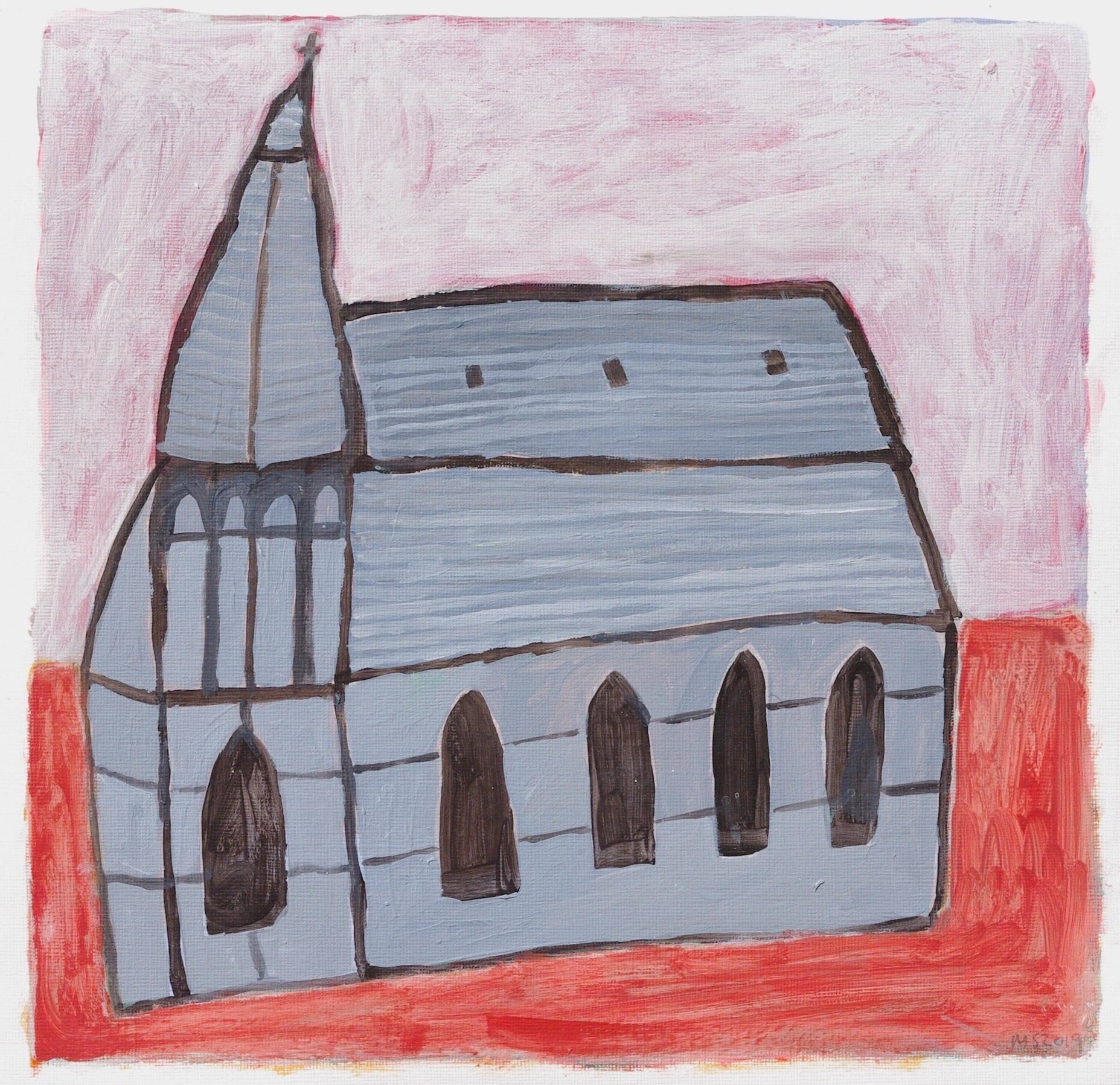 Franklin - The Church 2019 Acrylic on paper 33 x 33 cm