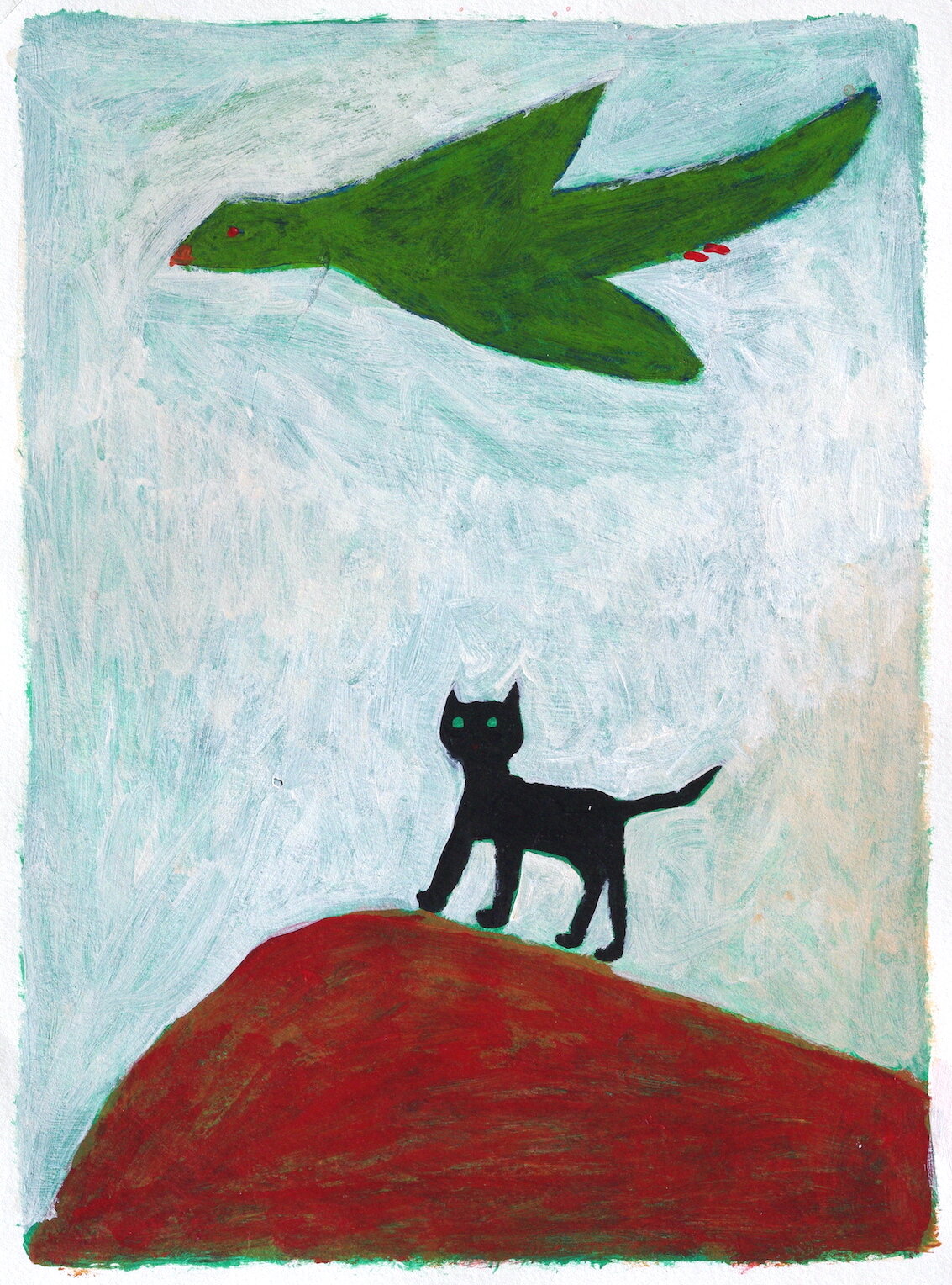 Green Bird 2019 Acrylic on paper 30.3 x 22.7 cm