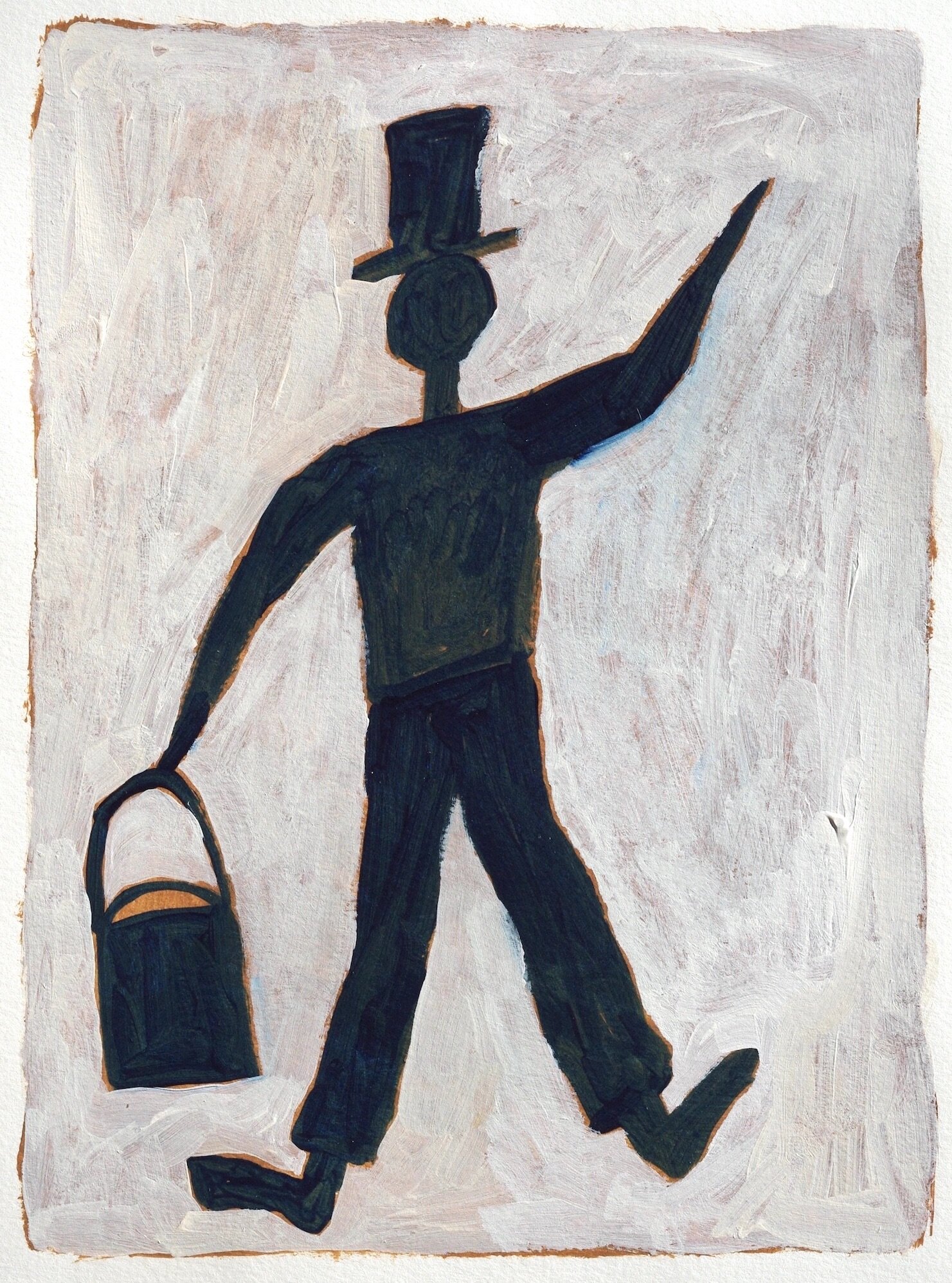 Bucket Man (after B.T.) 2019 Acrylic on paper 30.3 x 22.8 cm