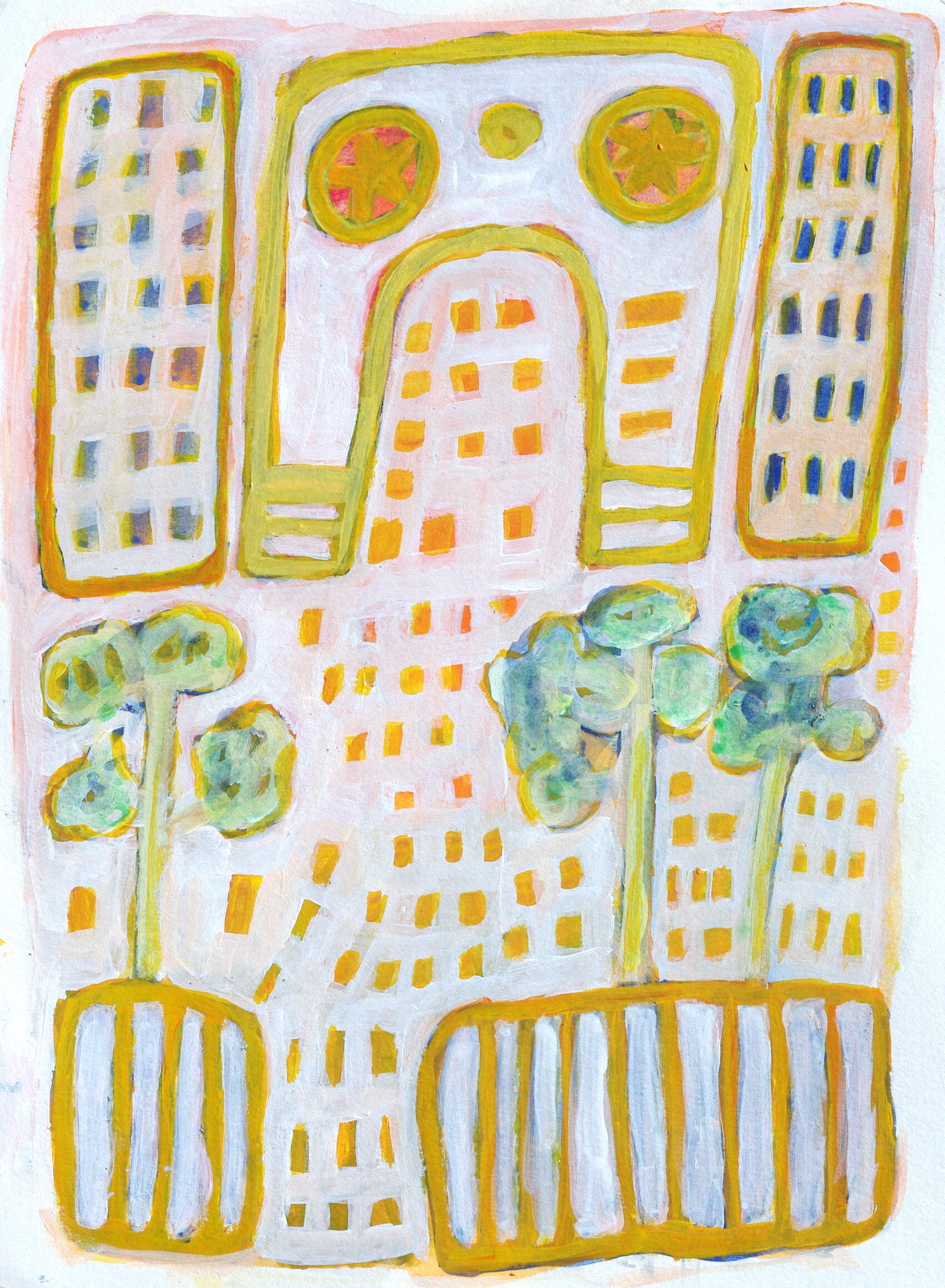 Washington Square Park 2019 Acrylic on paper 30.3 x 22.7 cm