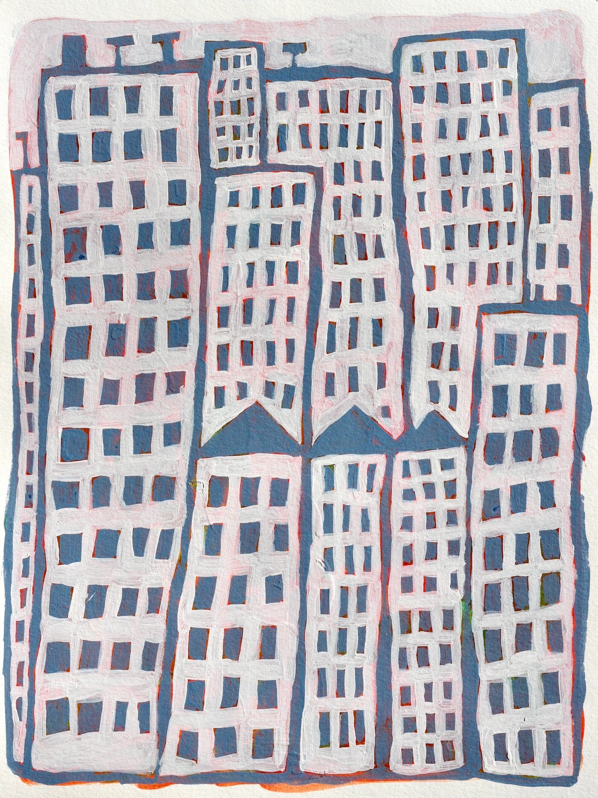 Lower East Side 2019 Acrylic on paper 30.3 x 22.8 cm