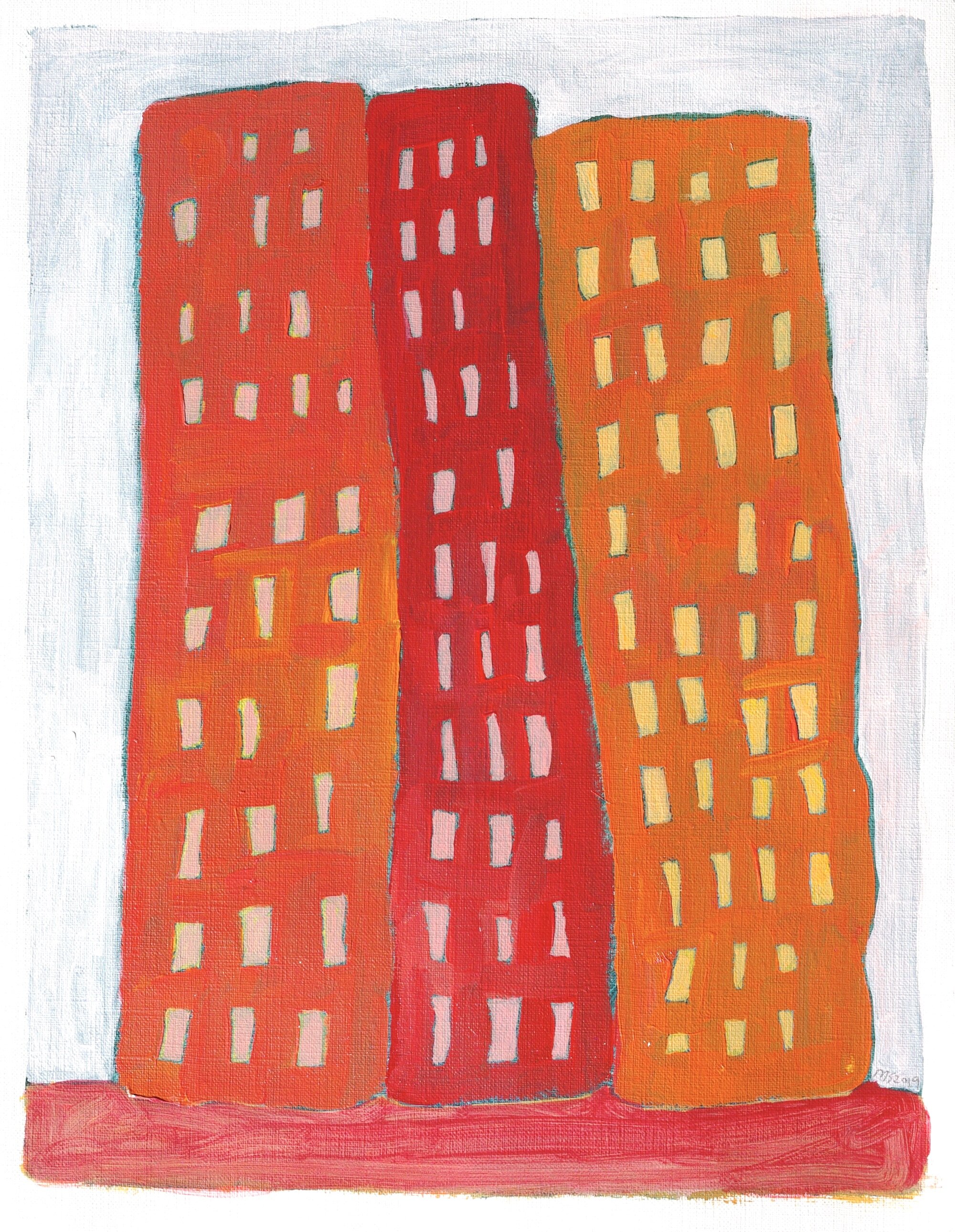 Lower Manhattan 2019 Acrylic on paper 35.4 x 27.8 cm