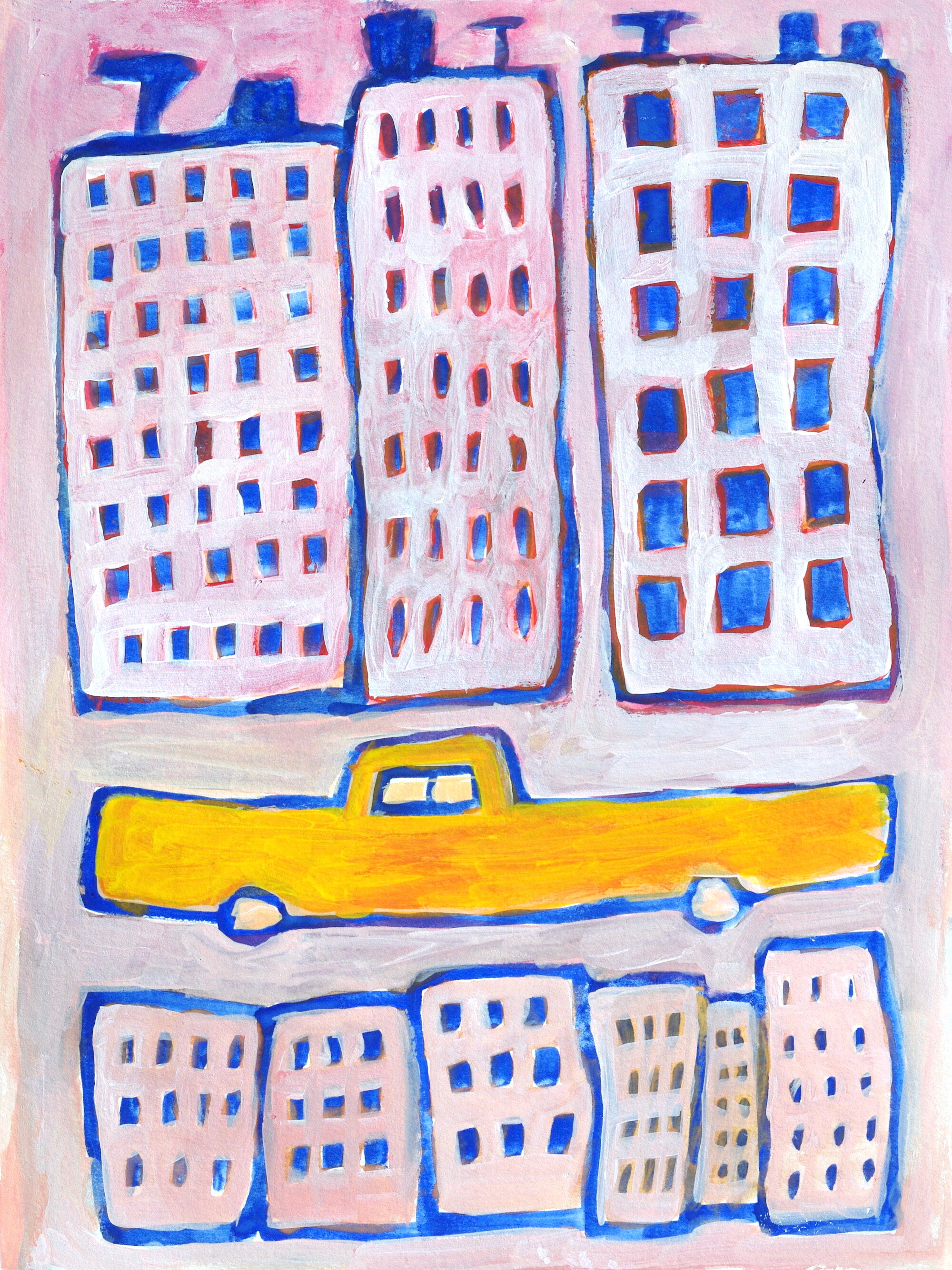 New York Taxi Gouache on paper 30.3 x 22.7 cm