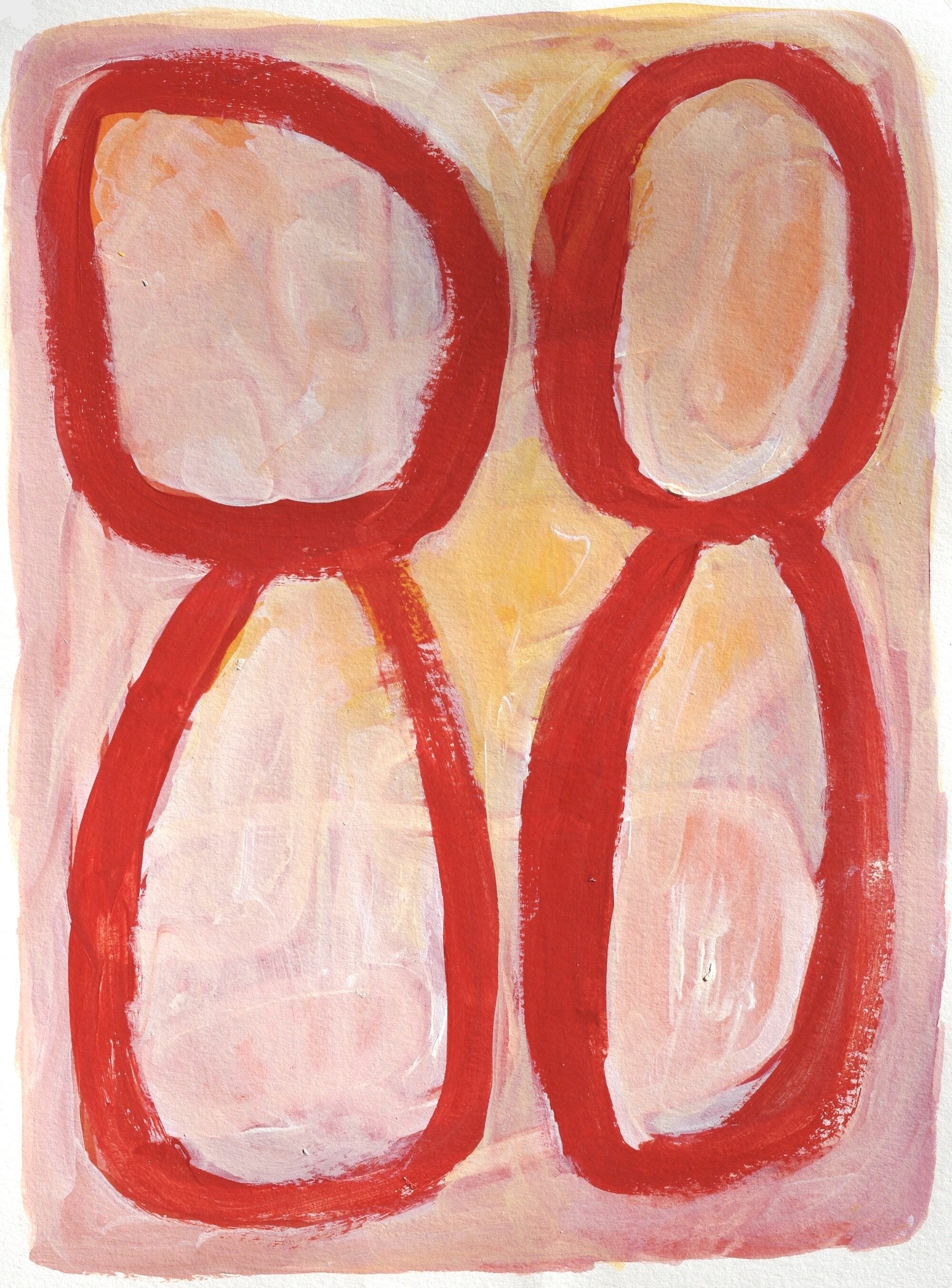 Two Figures II 2019 Acrylic on paper 30.3 x 22.8 cm