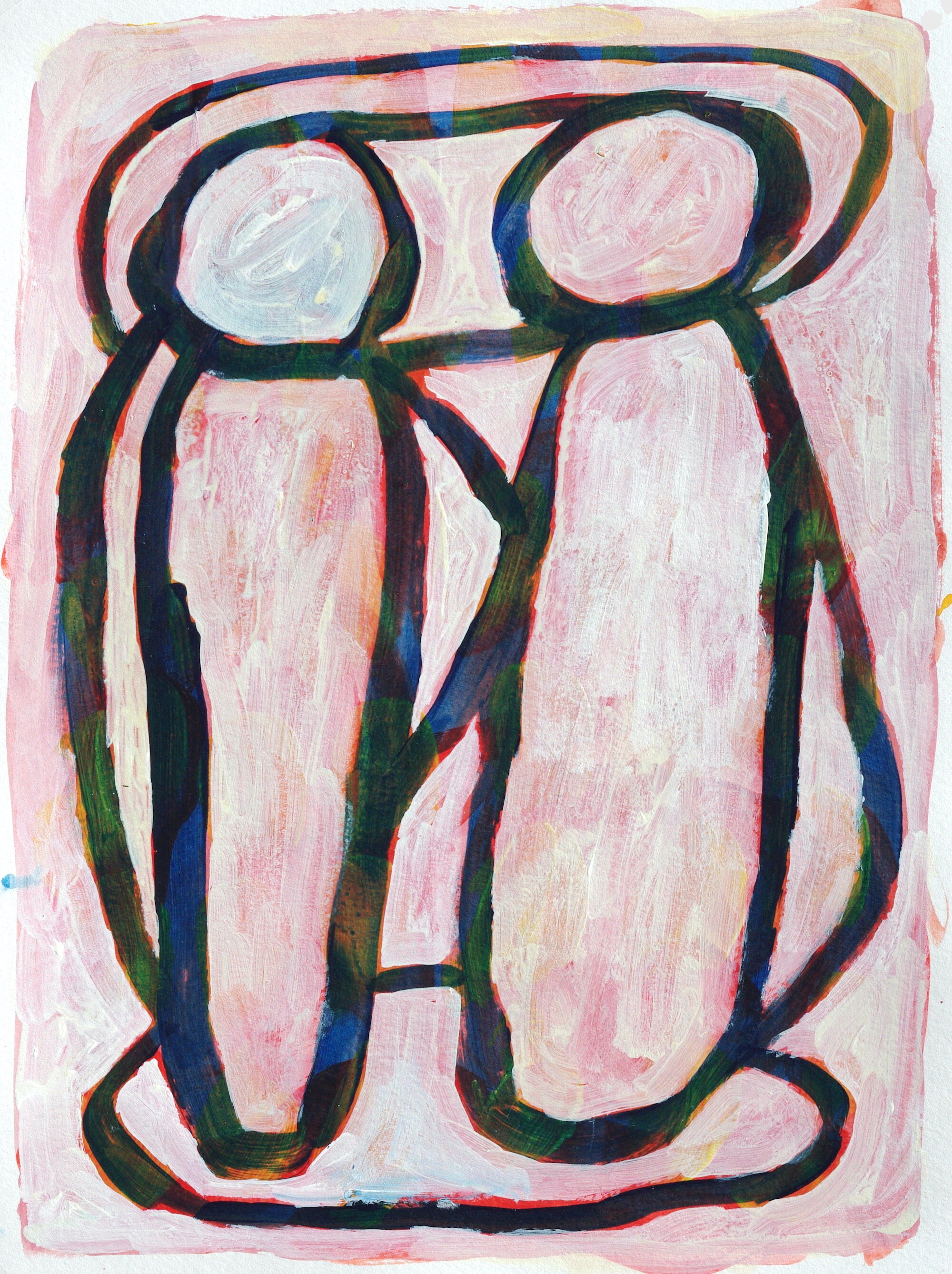 Two Figures III 2019 Acrylic on paper 30.3 x 22.7 cm