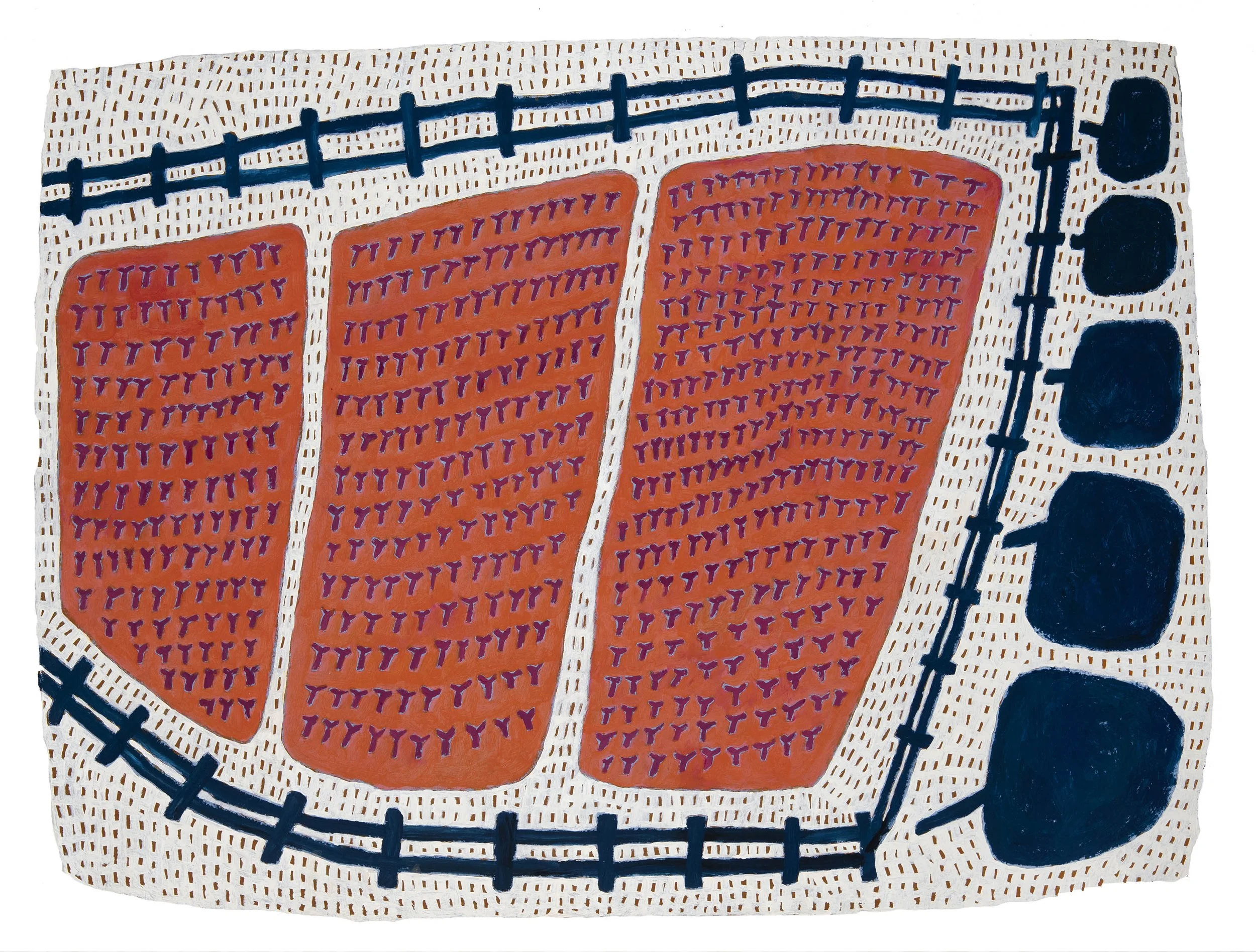 The Vineyard II 2022 Acrylic on hand-made Indian recycled rag paper 56 x 76 cm