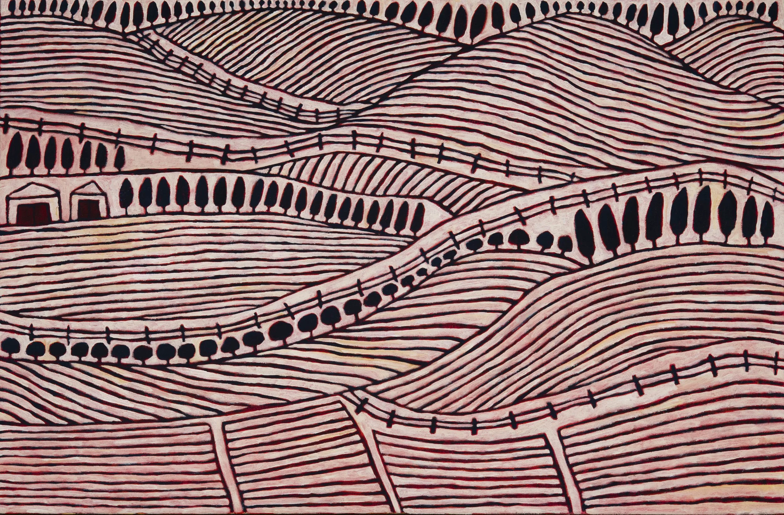 Dusk in the hills 2023 Acrylic on linen 60 × 93 cm