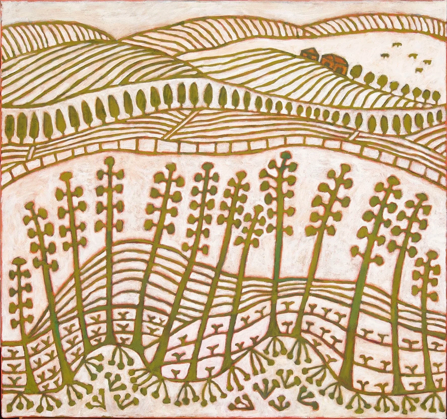   Birrarung/The Yarra River after rain  2024 Acrylic on linen 62 × 66 cm 