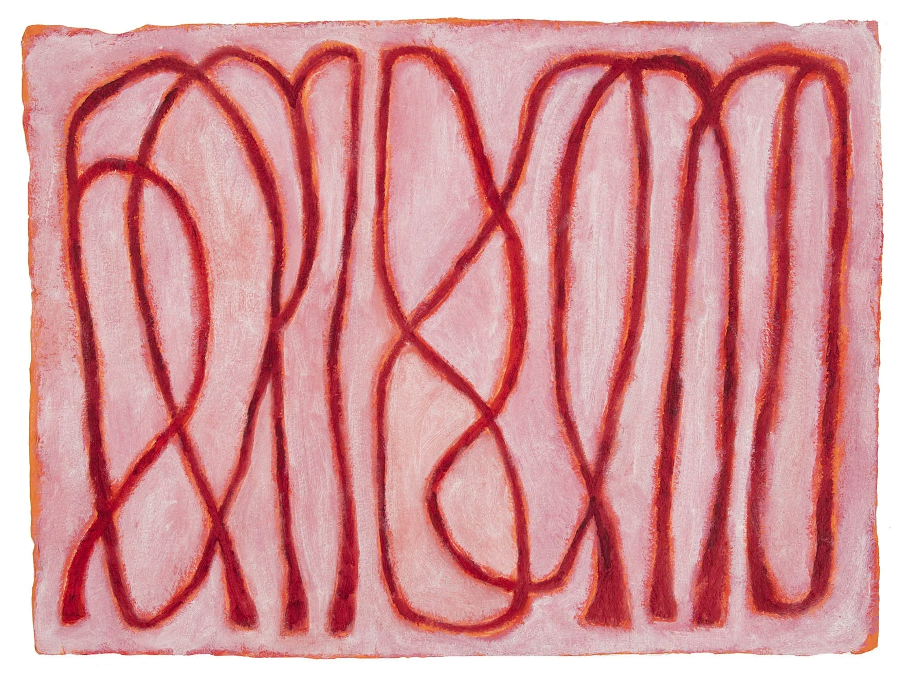   Lasso  2025 Acrylic on hand-made recycled Indian rag paper 60 × 80 cm 