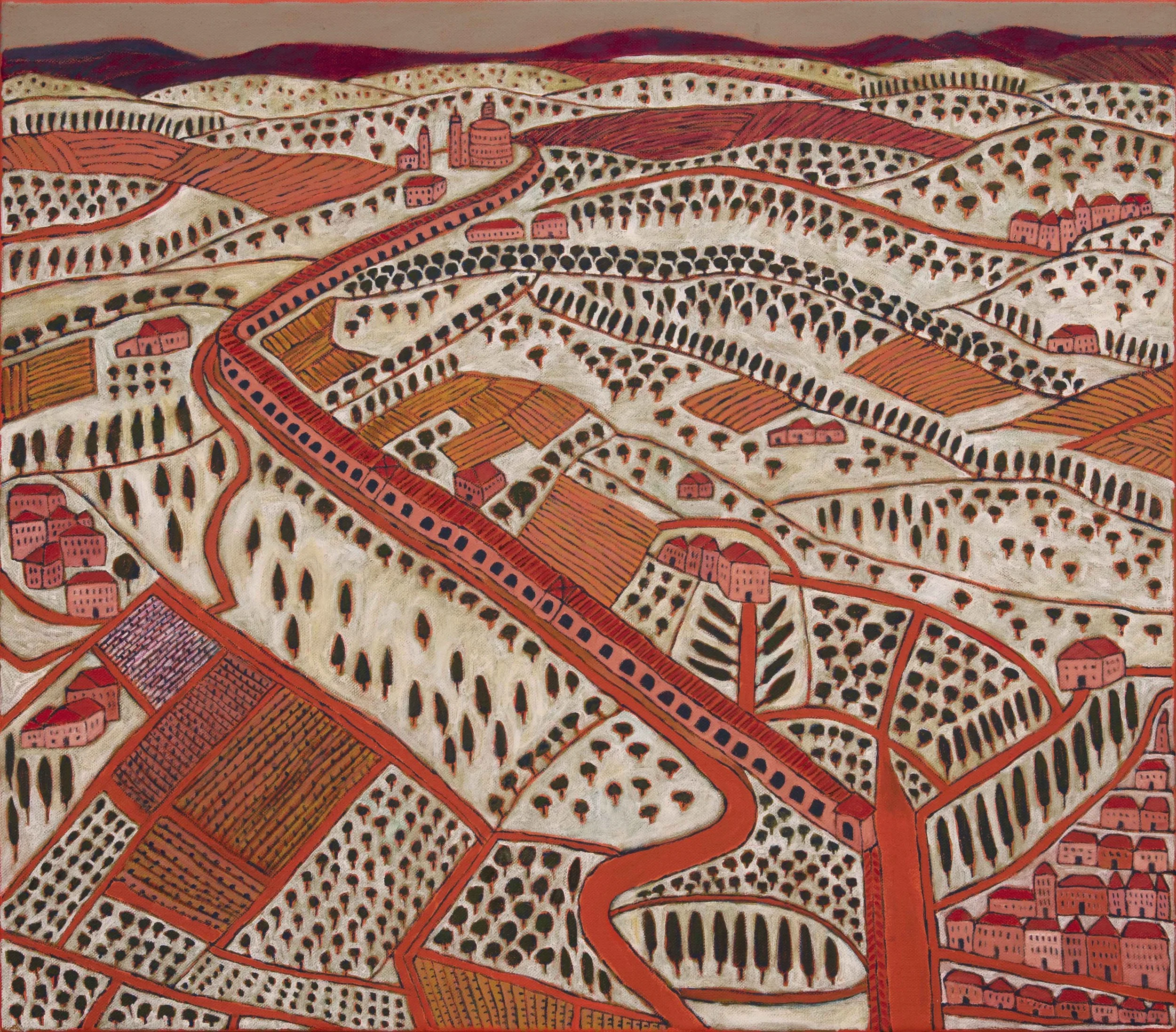   La Passeggiata a San Luca III, Bologna  2025 Acrylic on linen 71 × 81 cm 